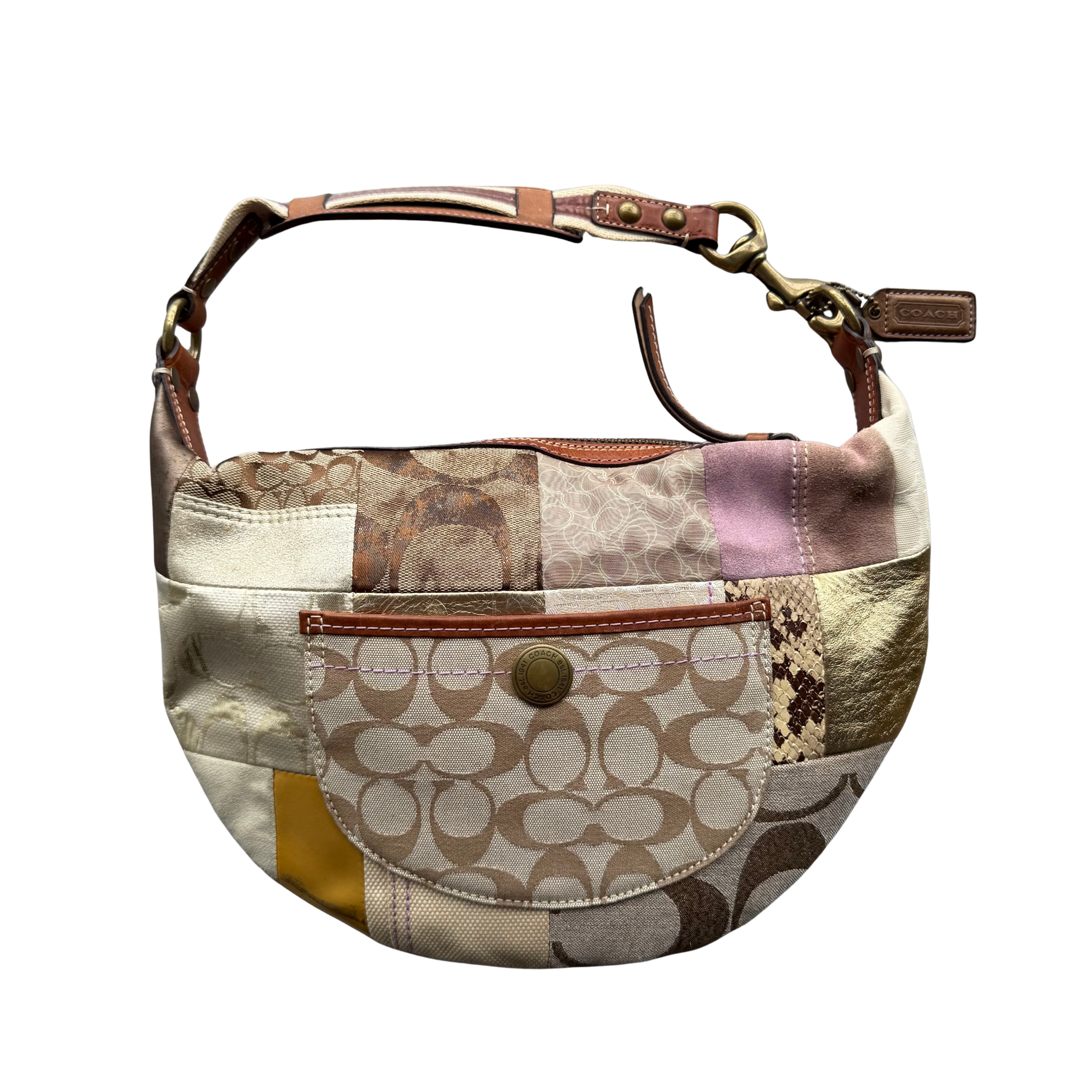 Coach Y2K Patchwork Hobo Boho ShoulderBag Multicolor