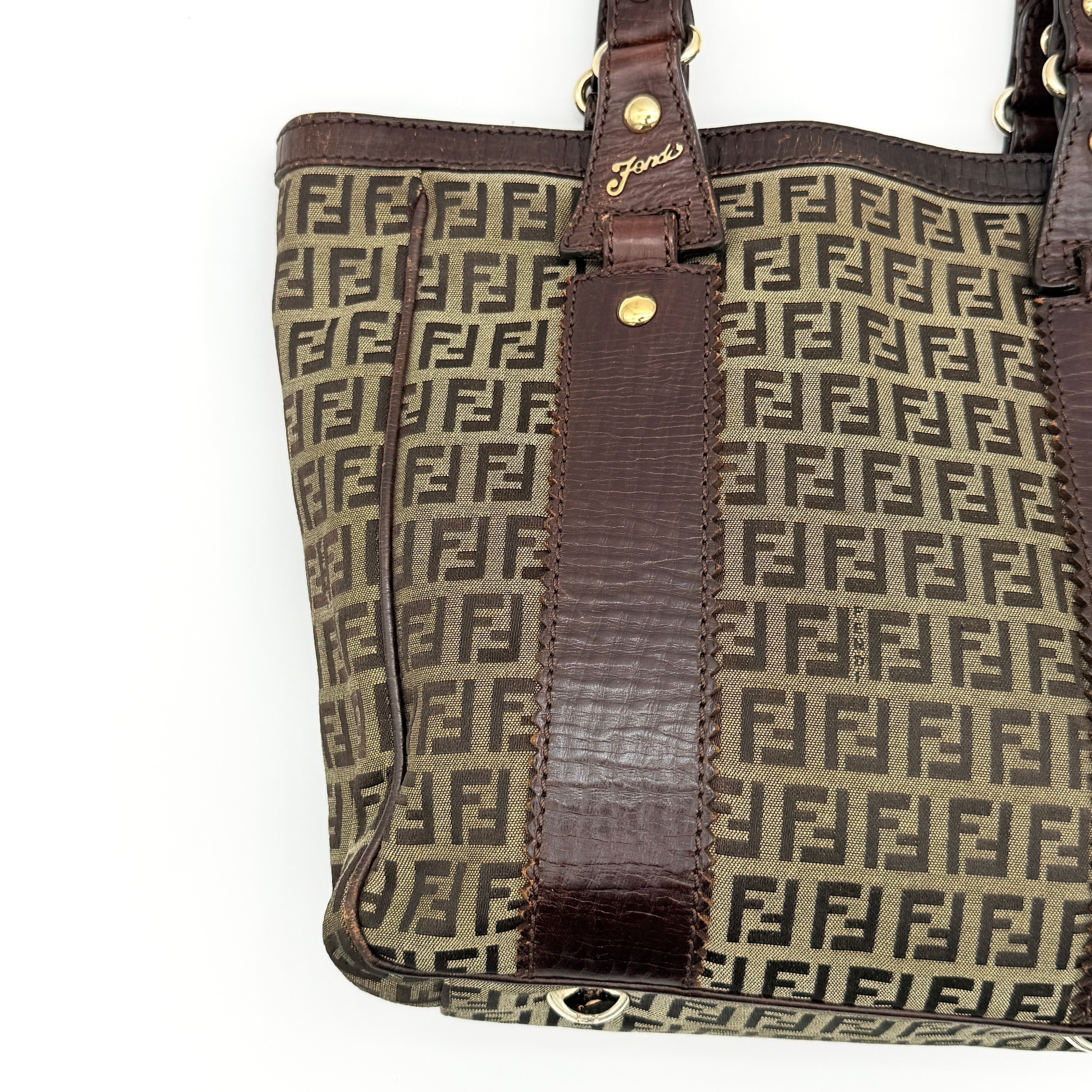 Fendi FF Zuccchino Shoulder Bag Brown