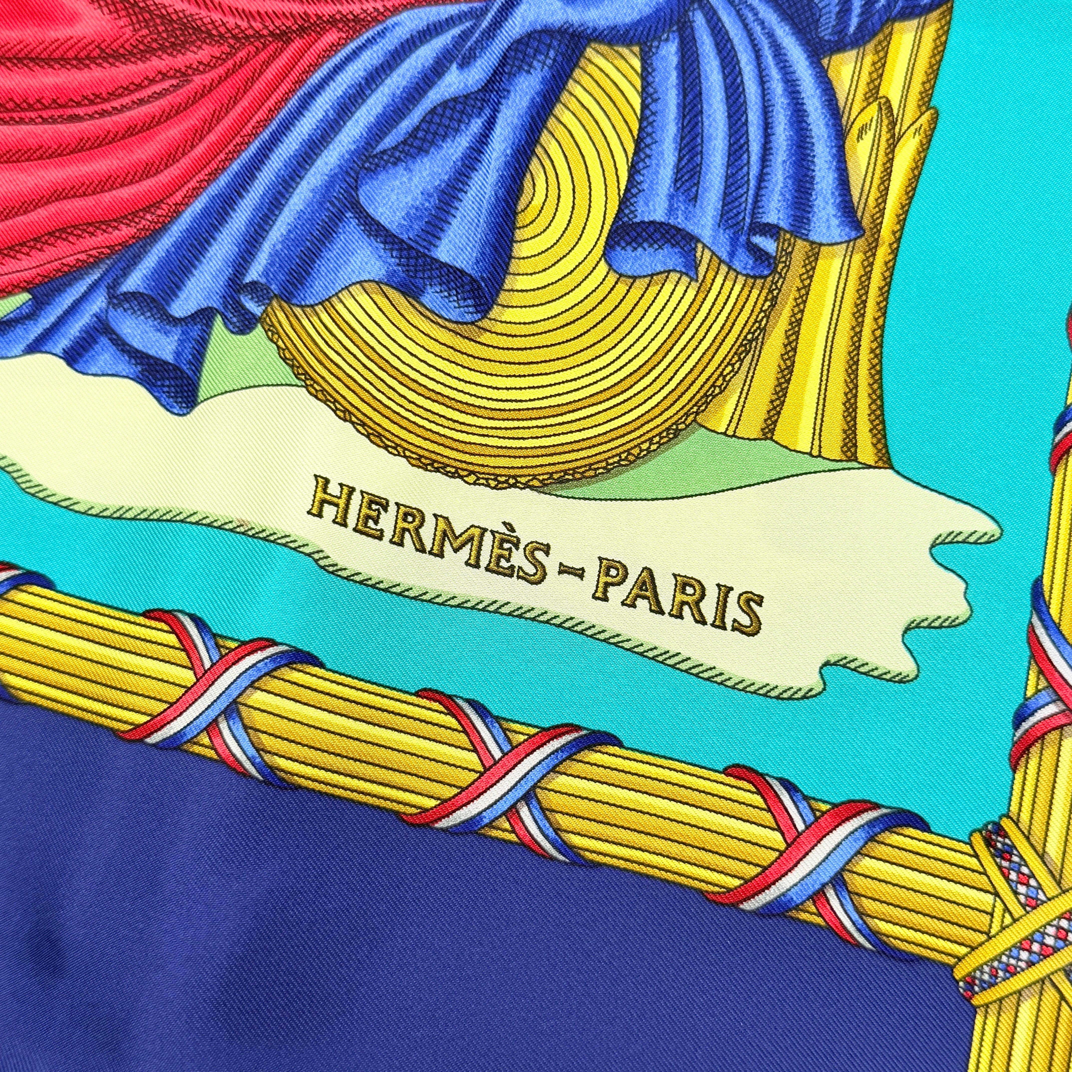 Hermès Liberté Égalité Fraternité Silk Scarf Blue