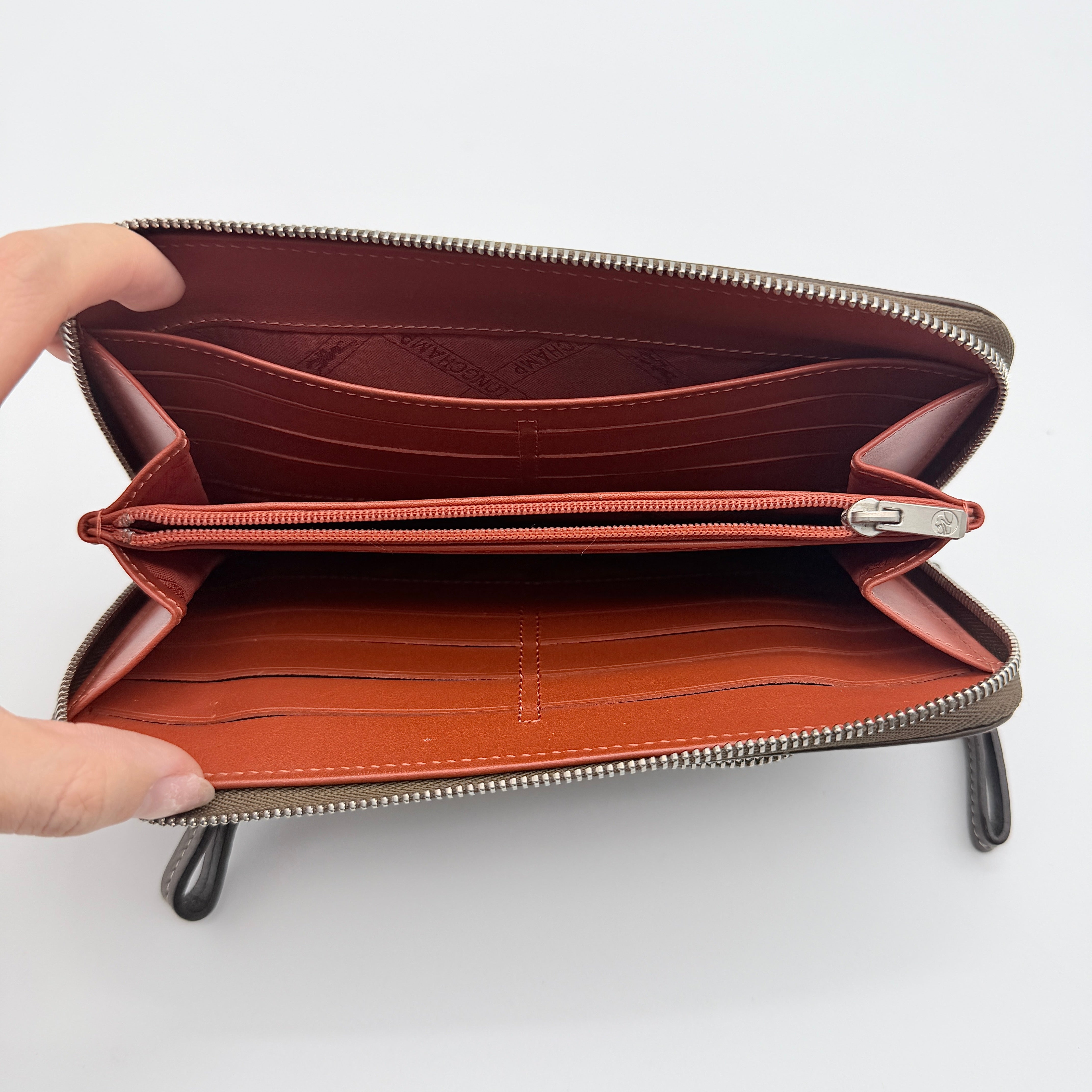 Longchamp Madeleine Zip Around Wallet Brown