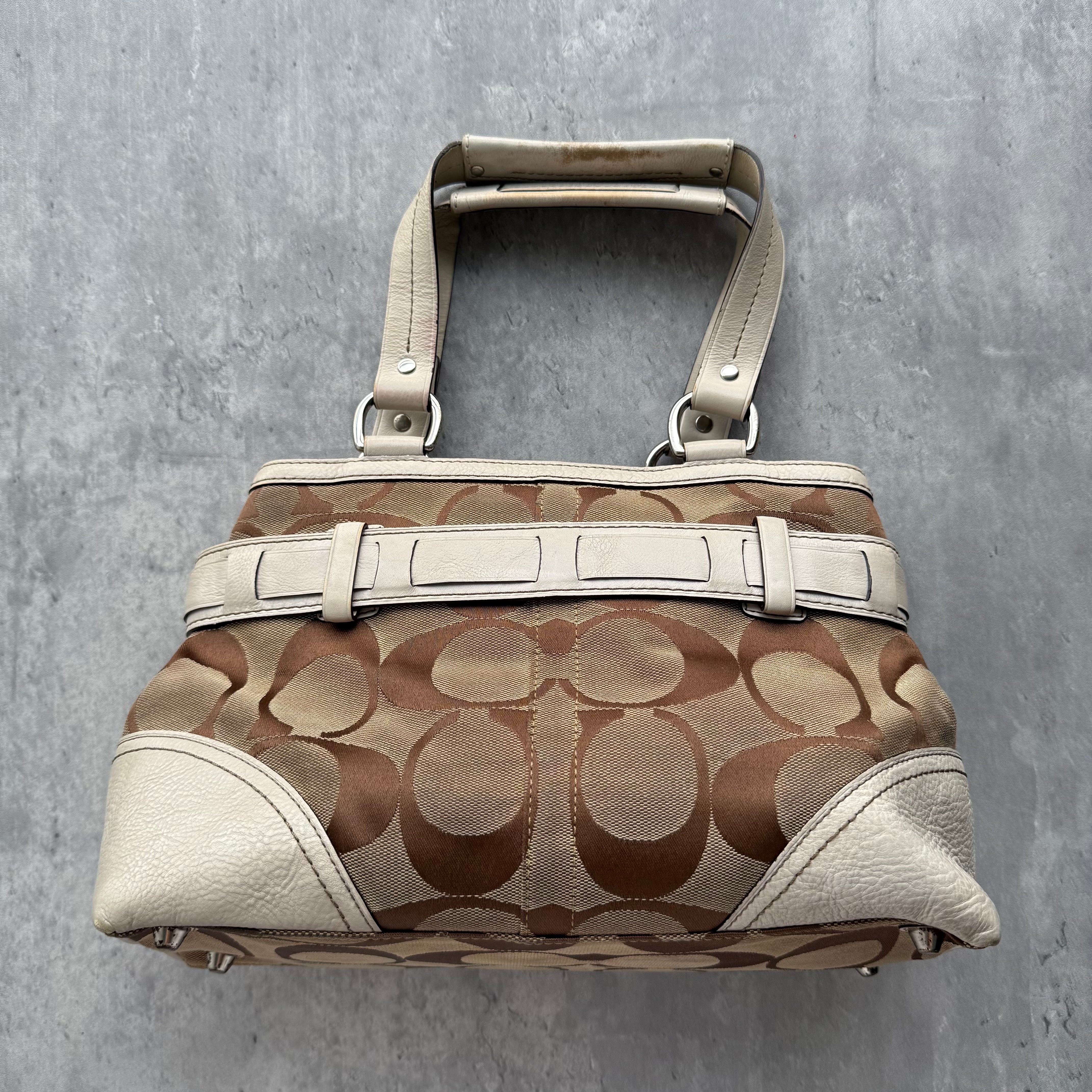 Coach Signature Sufflette Stripe Handbag Multicolor Brown