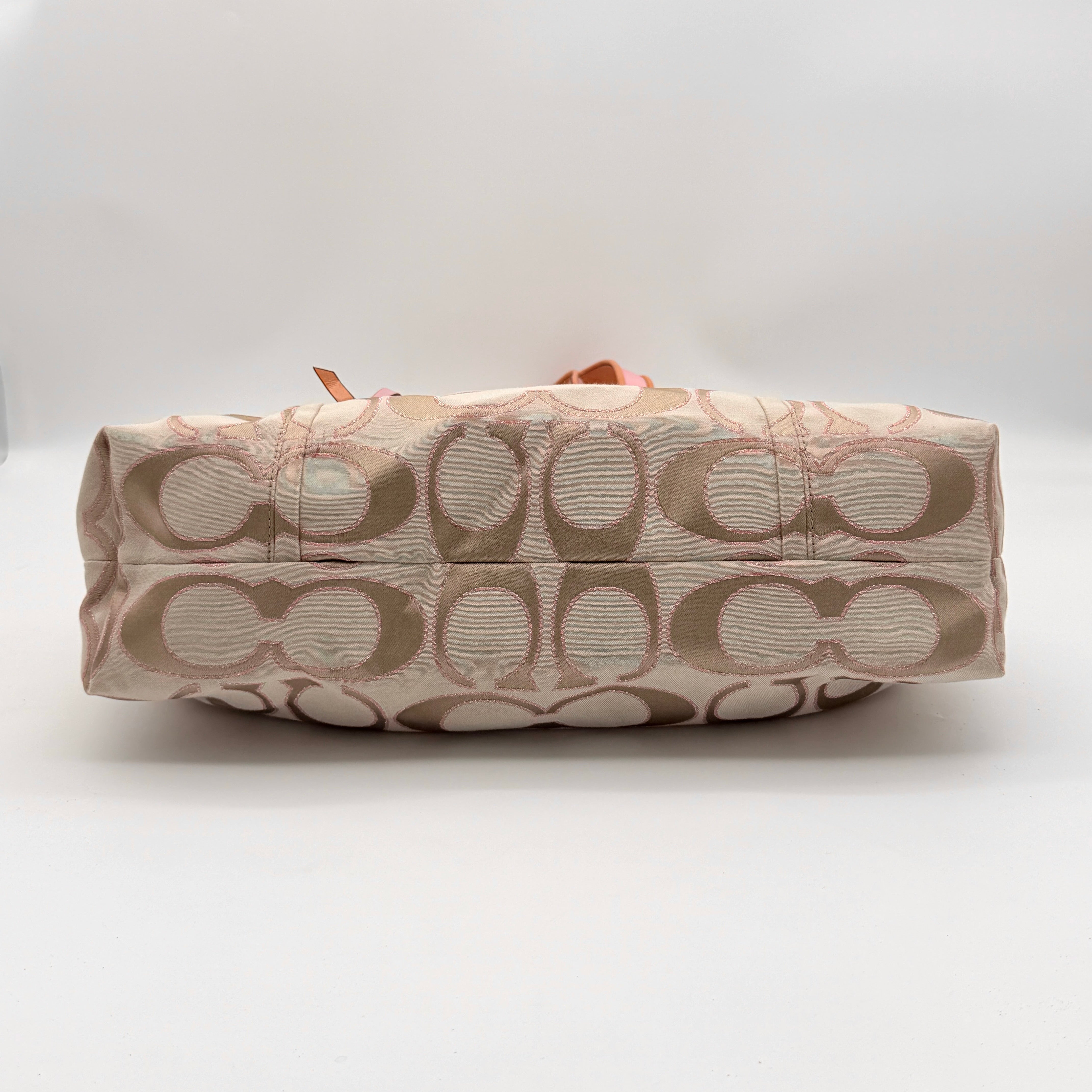 Coach Signature Poppy Shoulder Bag Beige/Pink