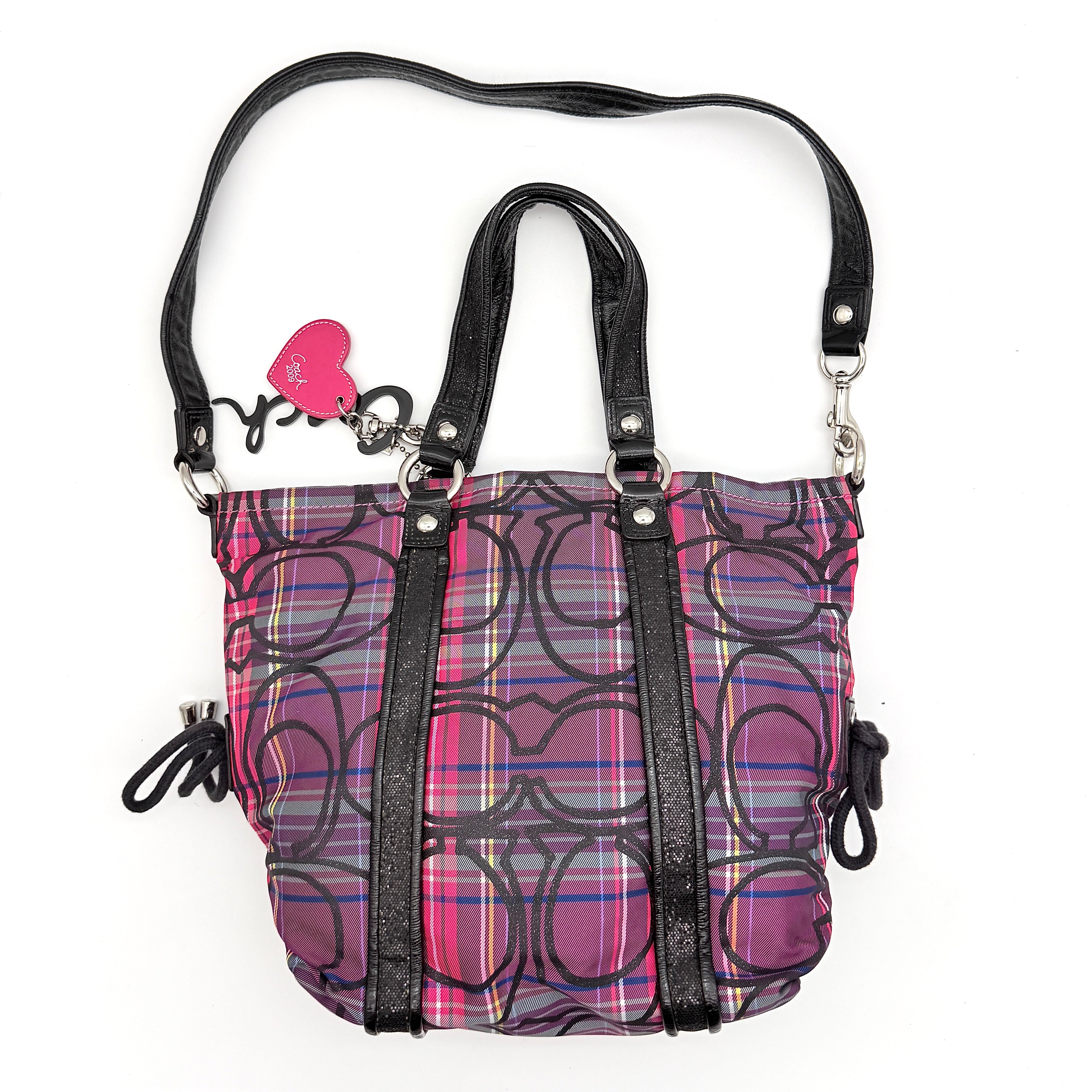 Coach 2Way Poppy Tartan Shoulder Bag Multi