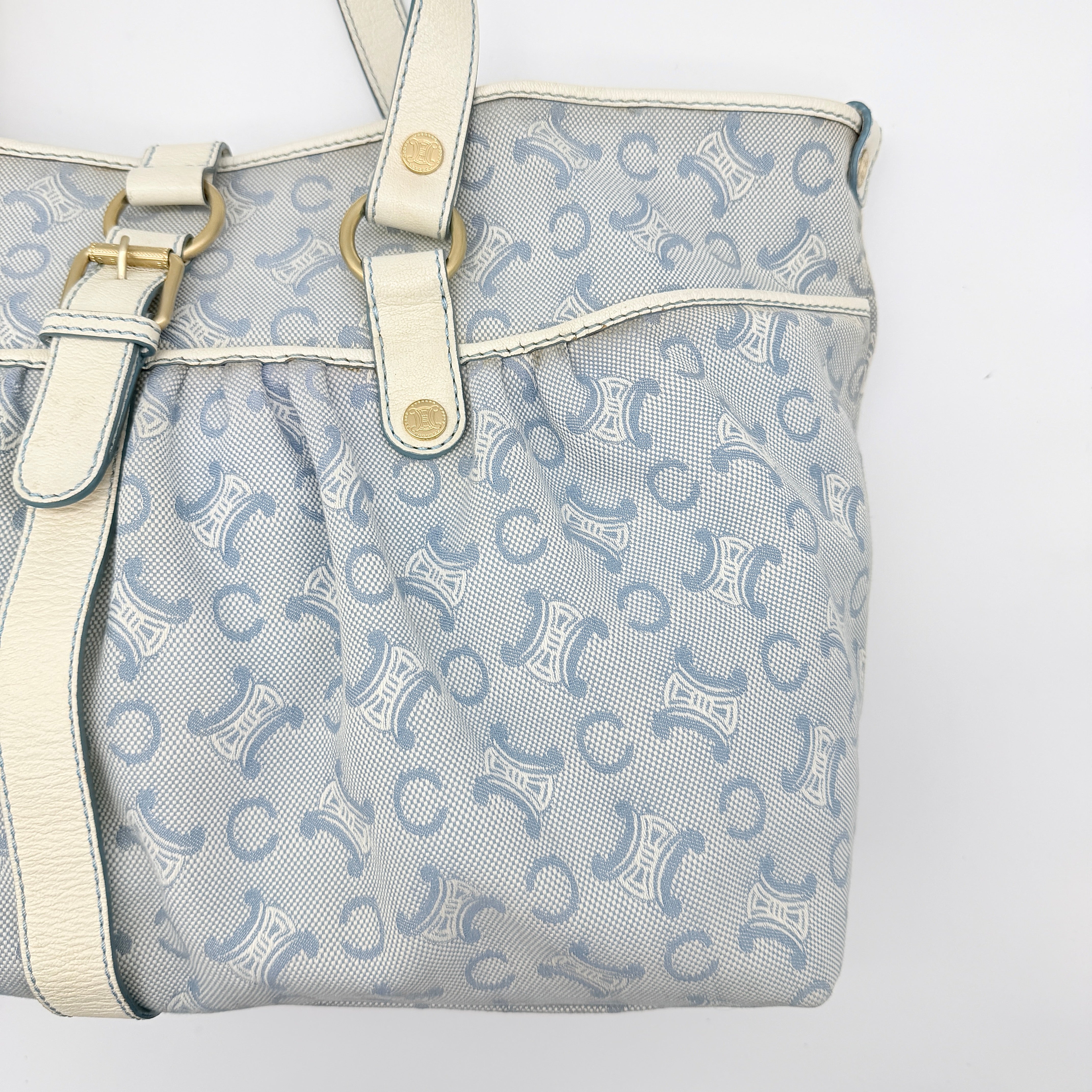 Celine C Macadam Shoulder Bag Blue/White