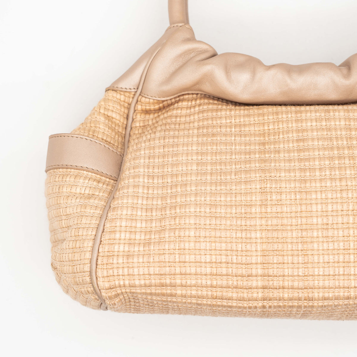 Furla Raffia Shoulder Bag Beige