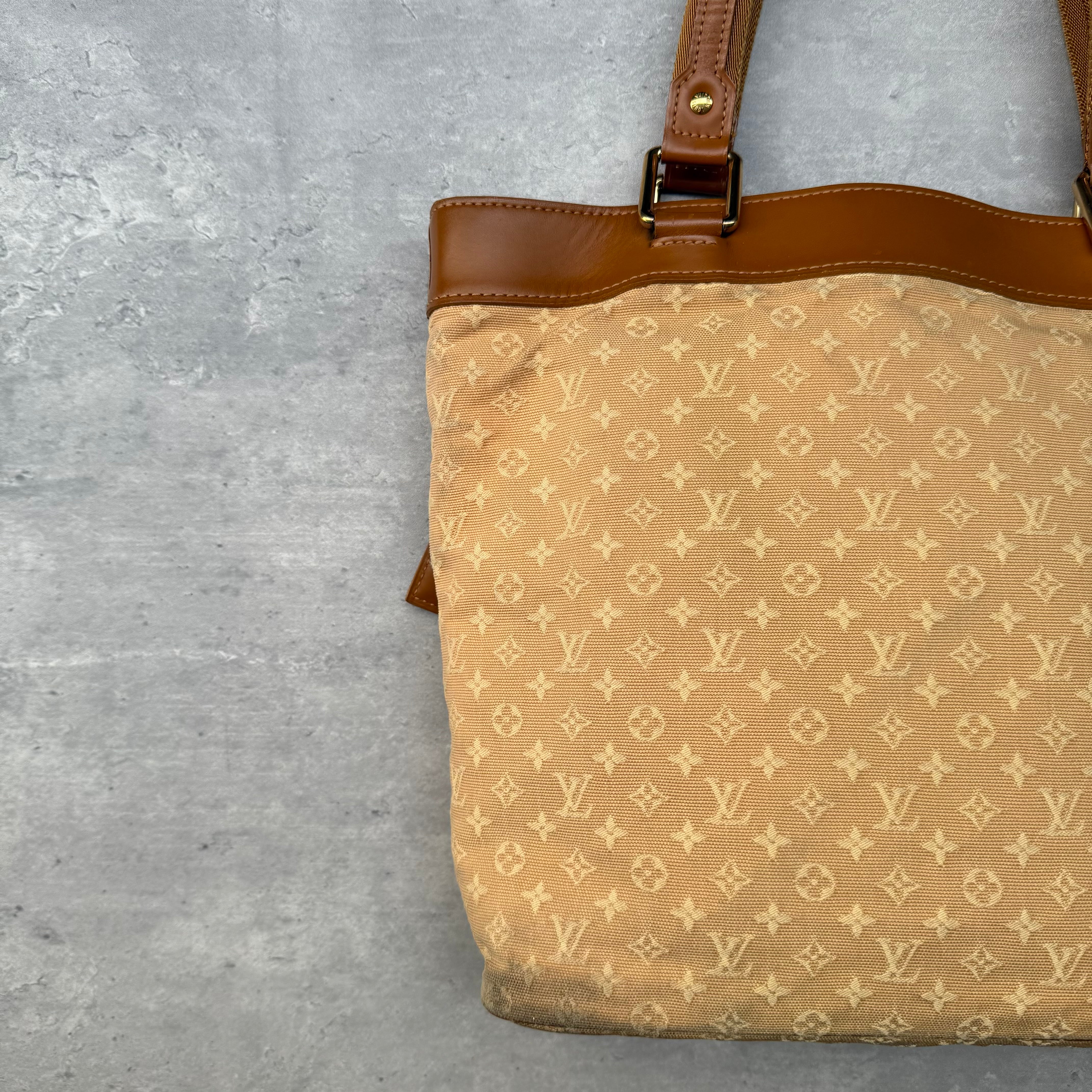 Louis Vuitton Mini Lin Monogram Lucille GM HandBag Beige/Caramel