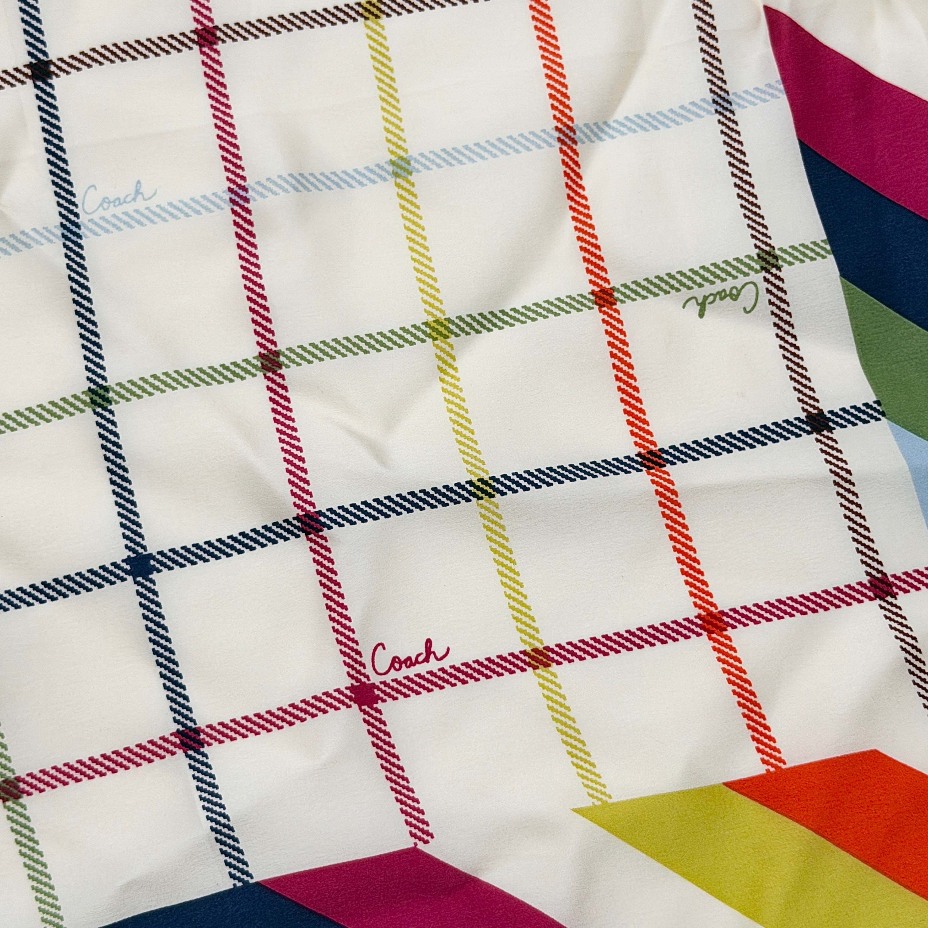 Coach Stripe Silk Scarf Multicolor