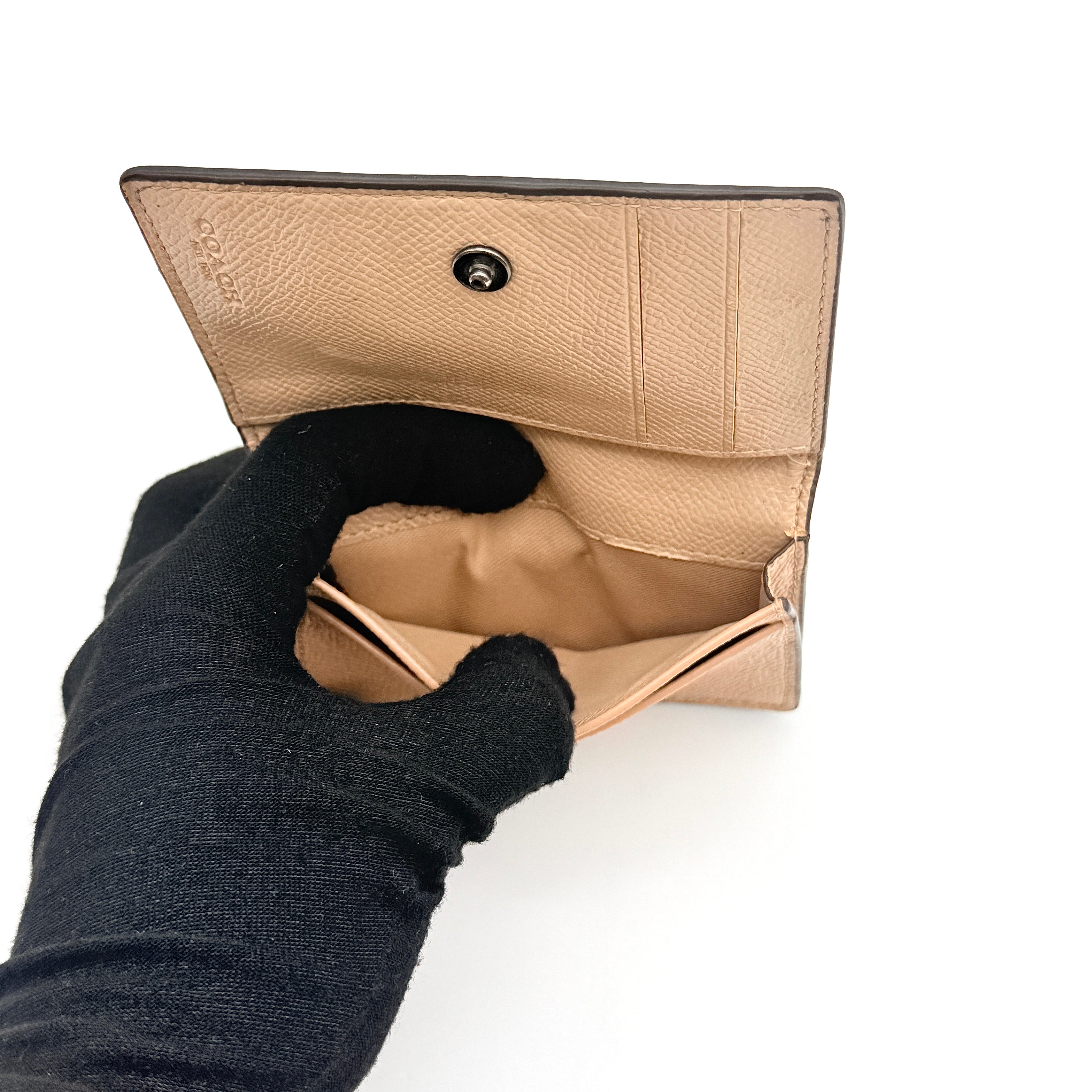 Coach Leather Business Card Case Beige