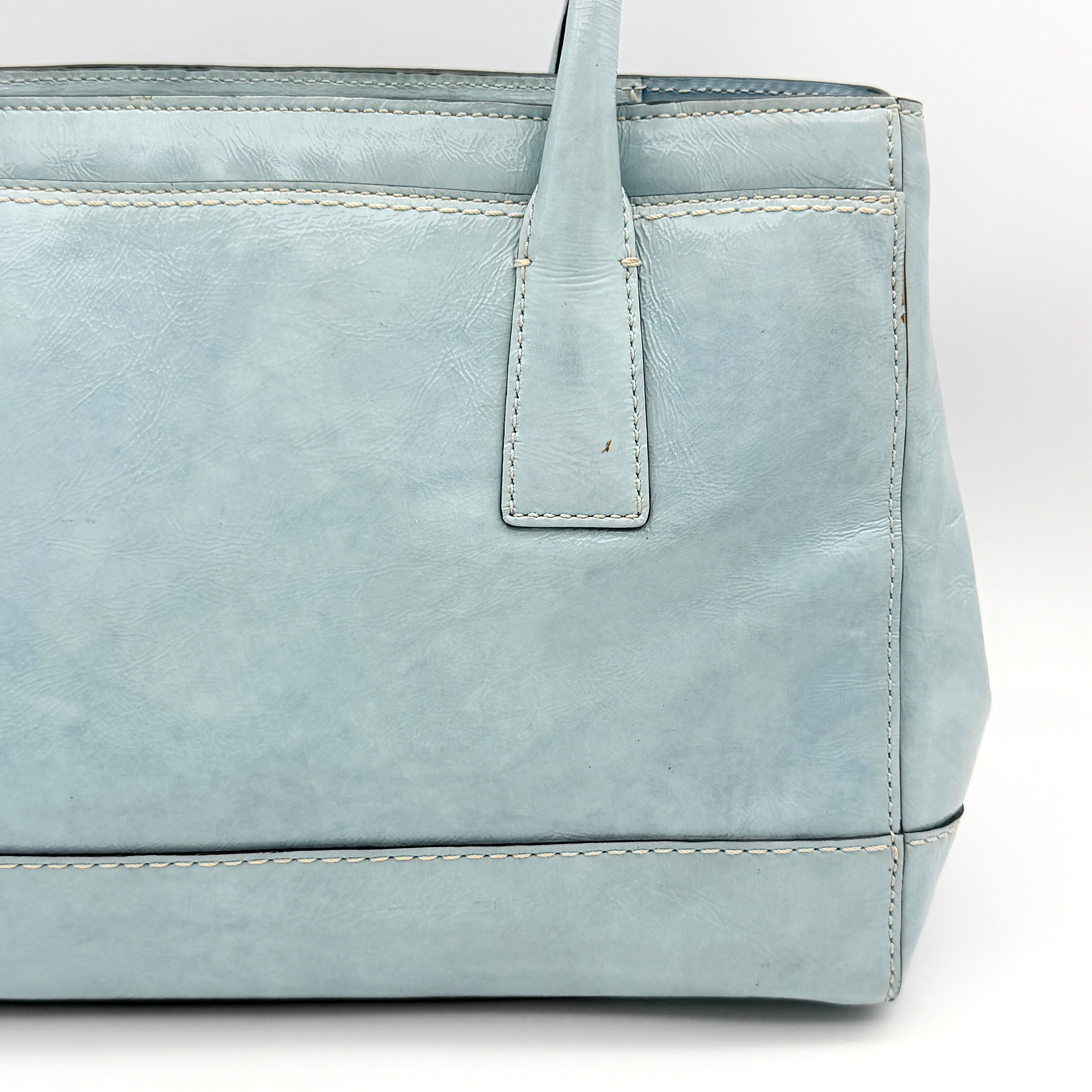 Coach Madeline Turnlock Handbag Baby Blue