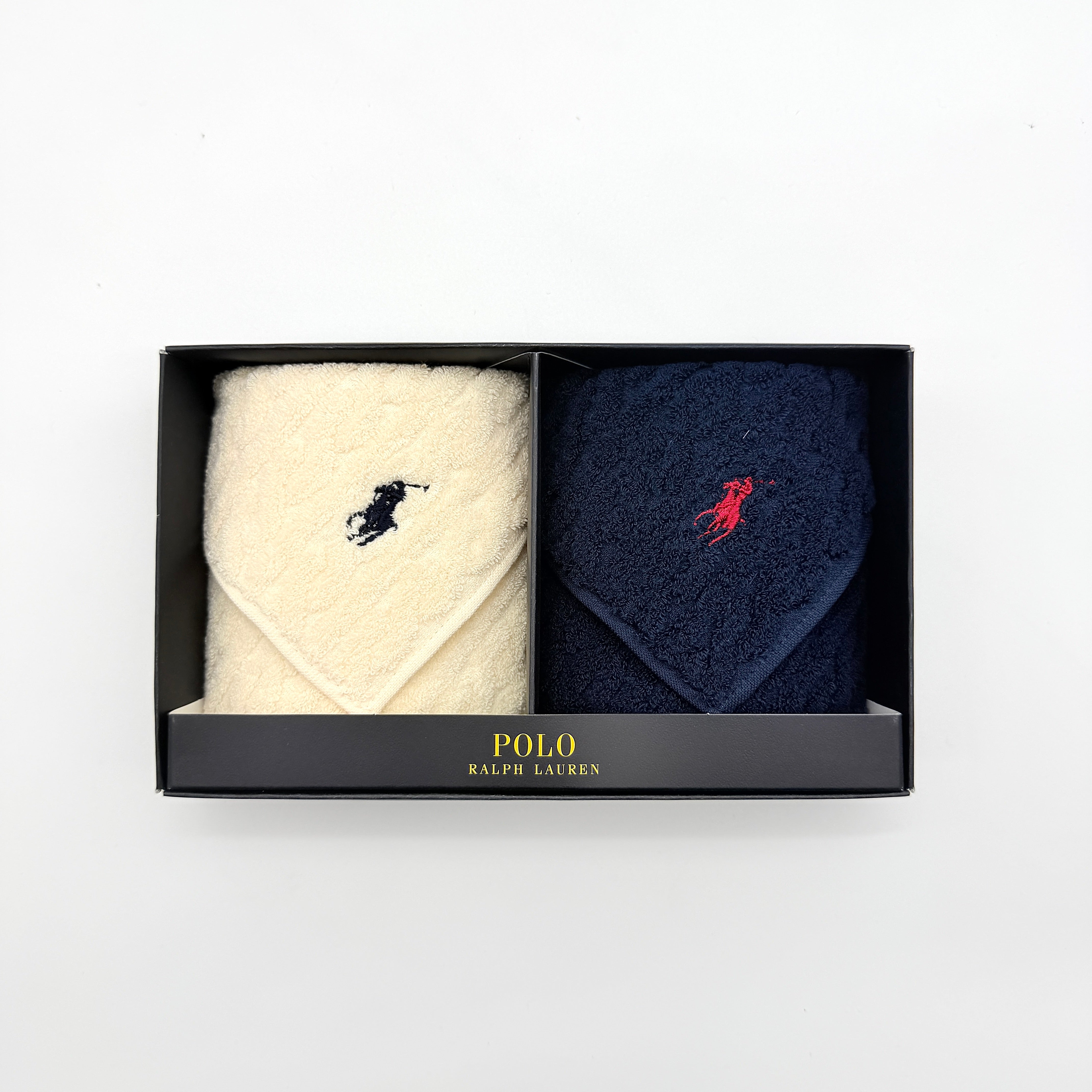 Ralph Lauren Polo Towel Handkerchief Gift Set Cream/Navy (2)