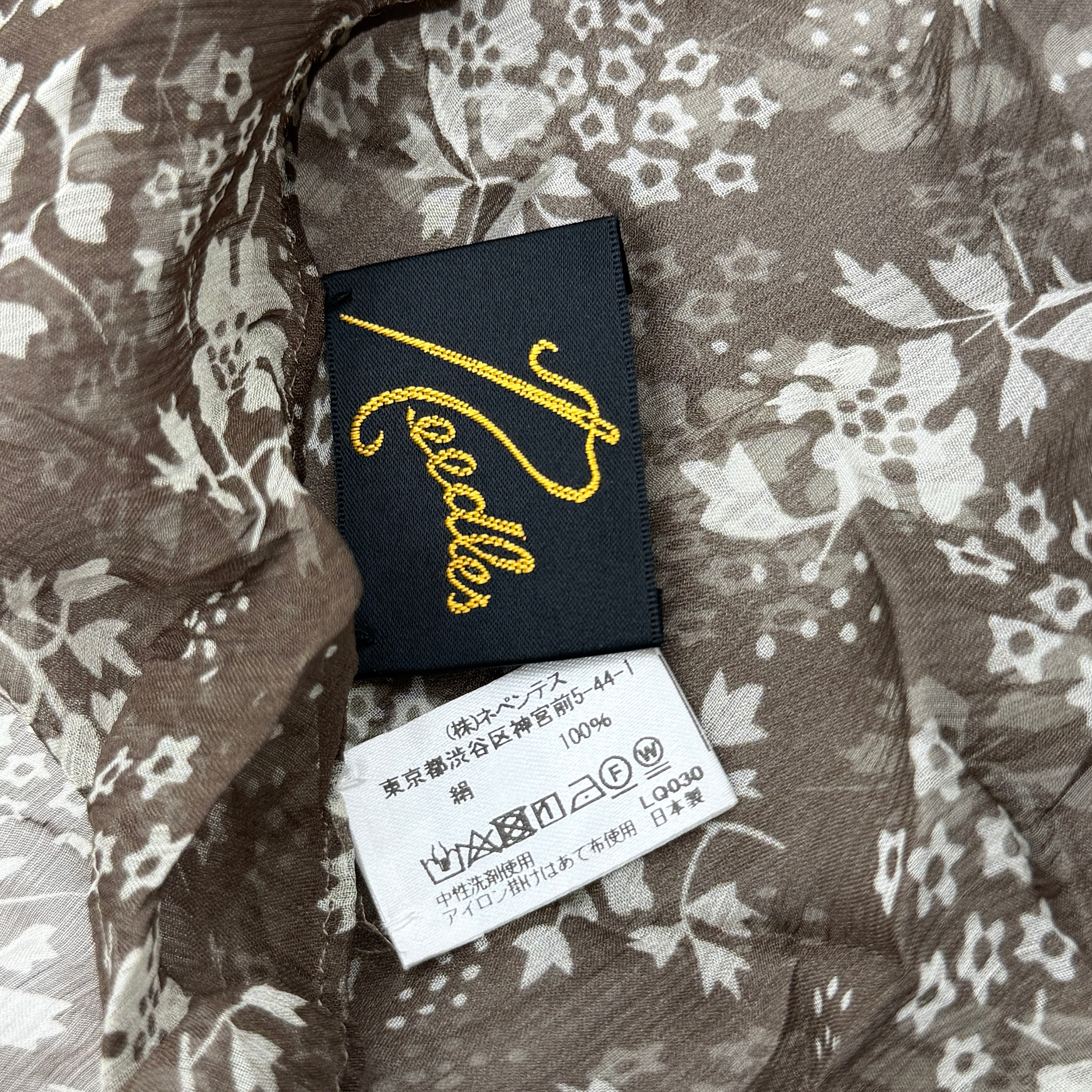 Needles Floral Brown Silk Scarf Brown