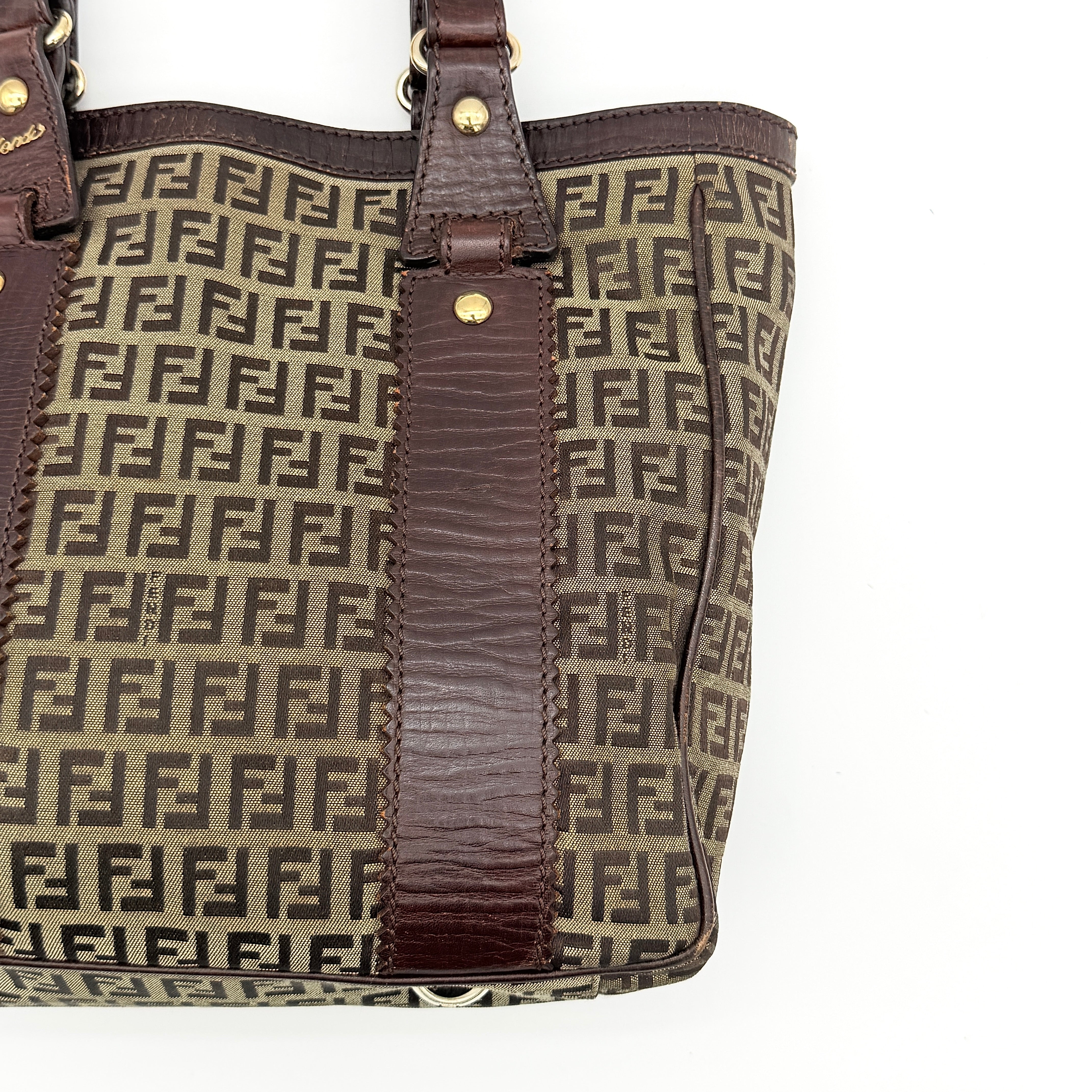 Fendi FF Zuccchino Shoulder Bag Brown