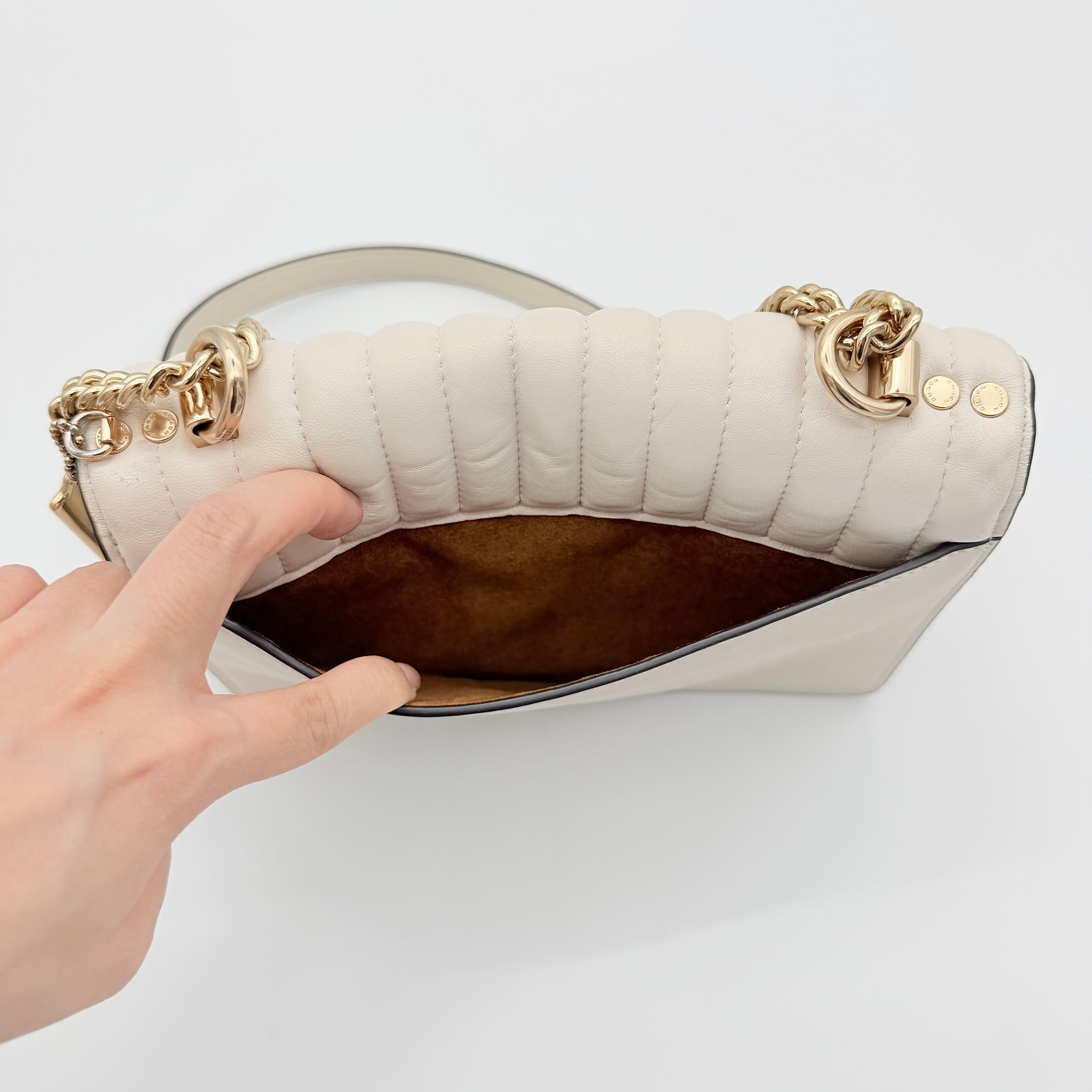 Coach 2Way Klare Linear Quilting Shoulder Bag Cream