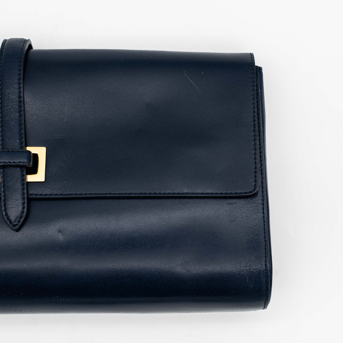 Samantha Thavasa LAPLUME Leather Clutch Bag Navy Blue