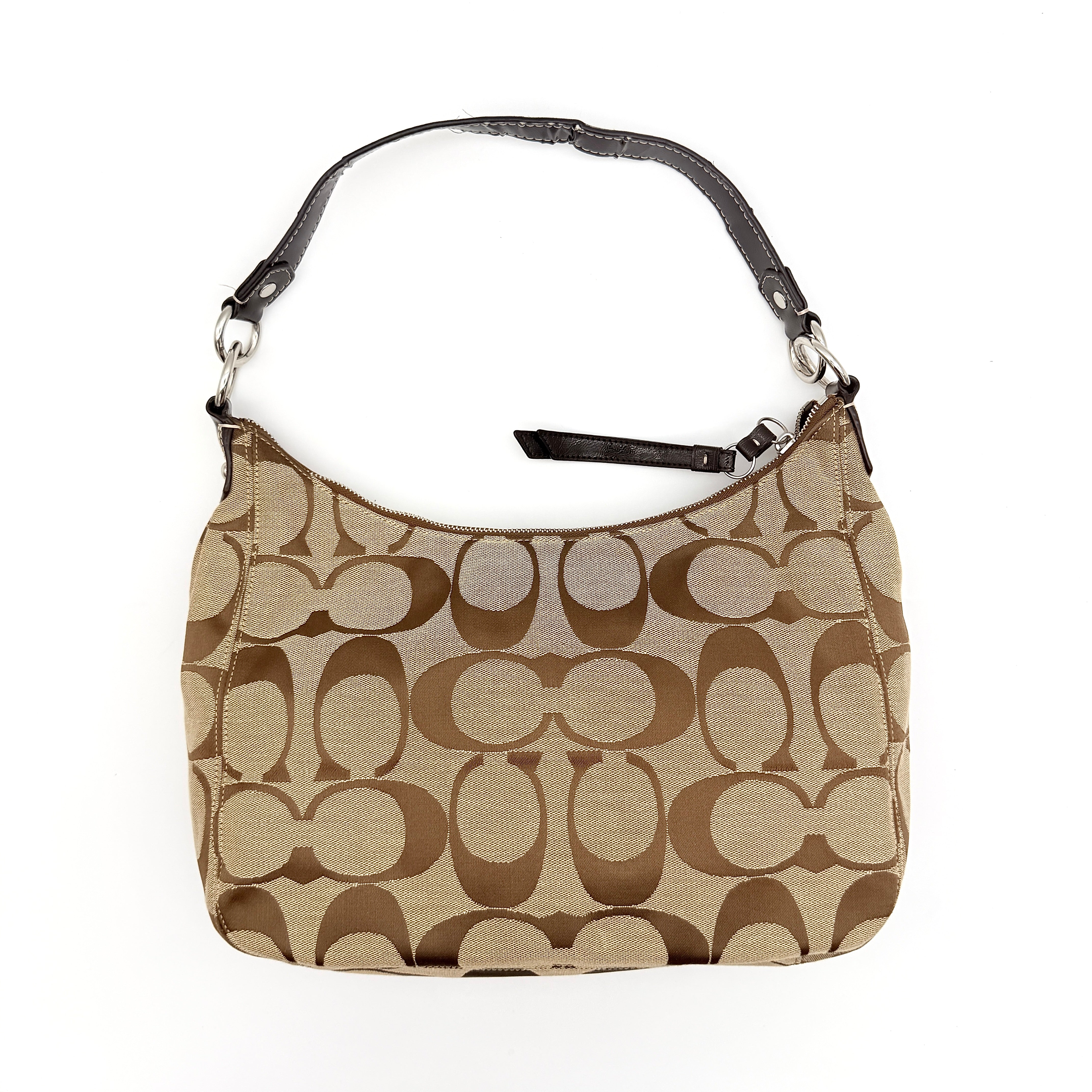 Coach Signature Stripe Shoulder Bag Brown/Beige