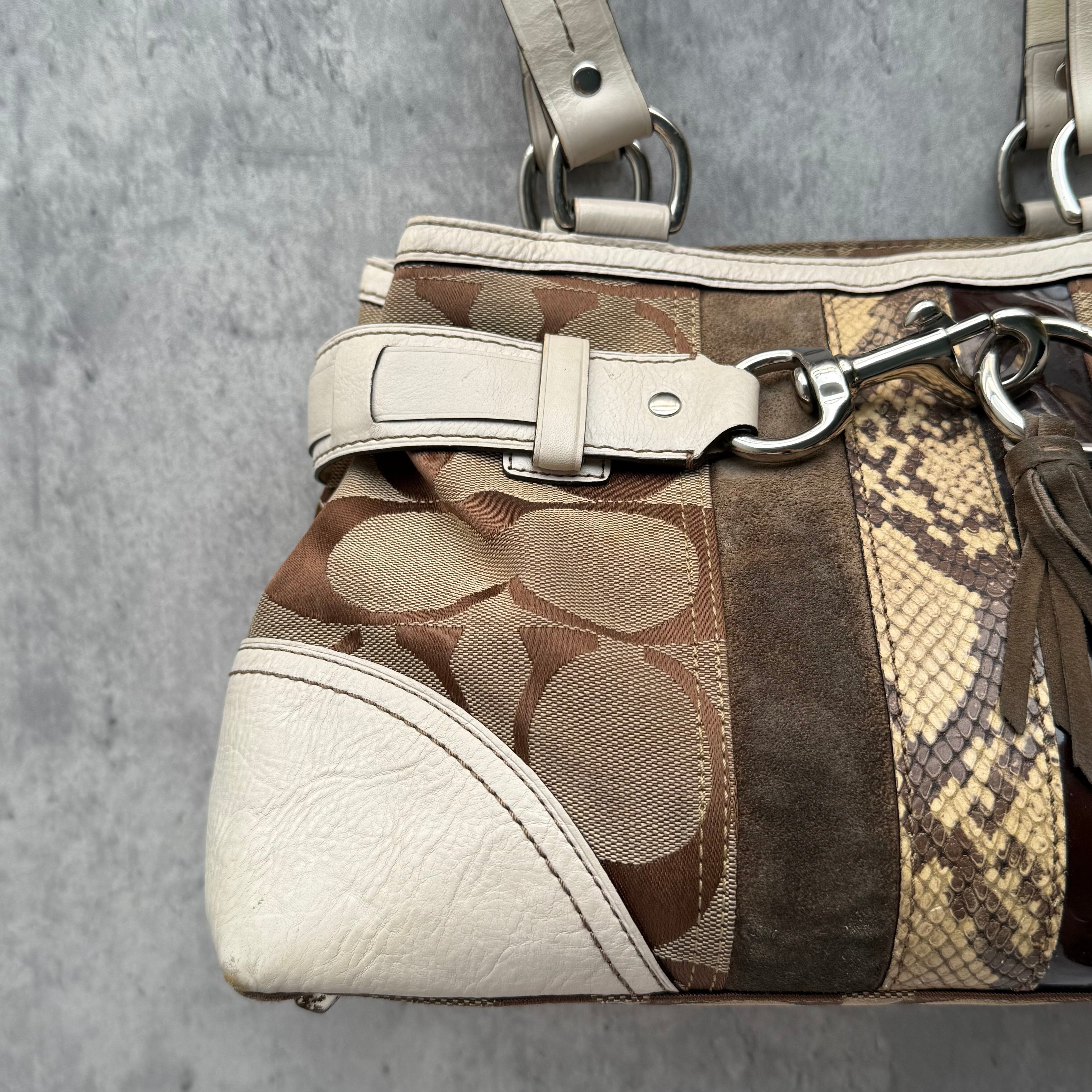 Coach Signature Sufflette Stripe Handbag Multicolor Brown