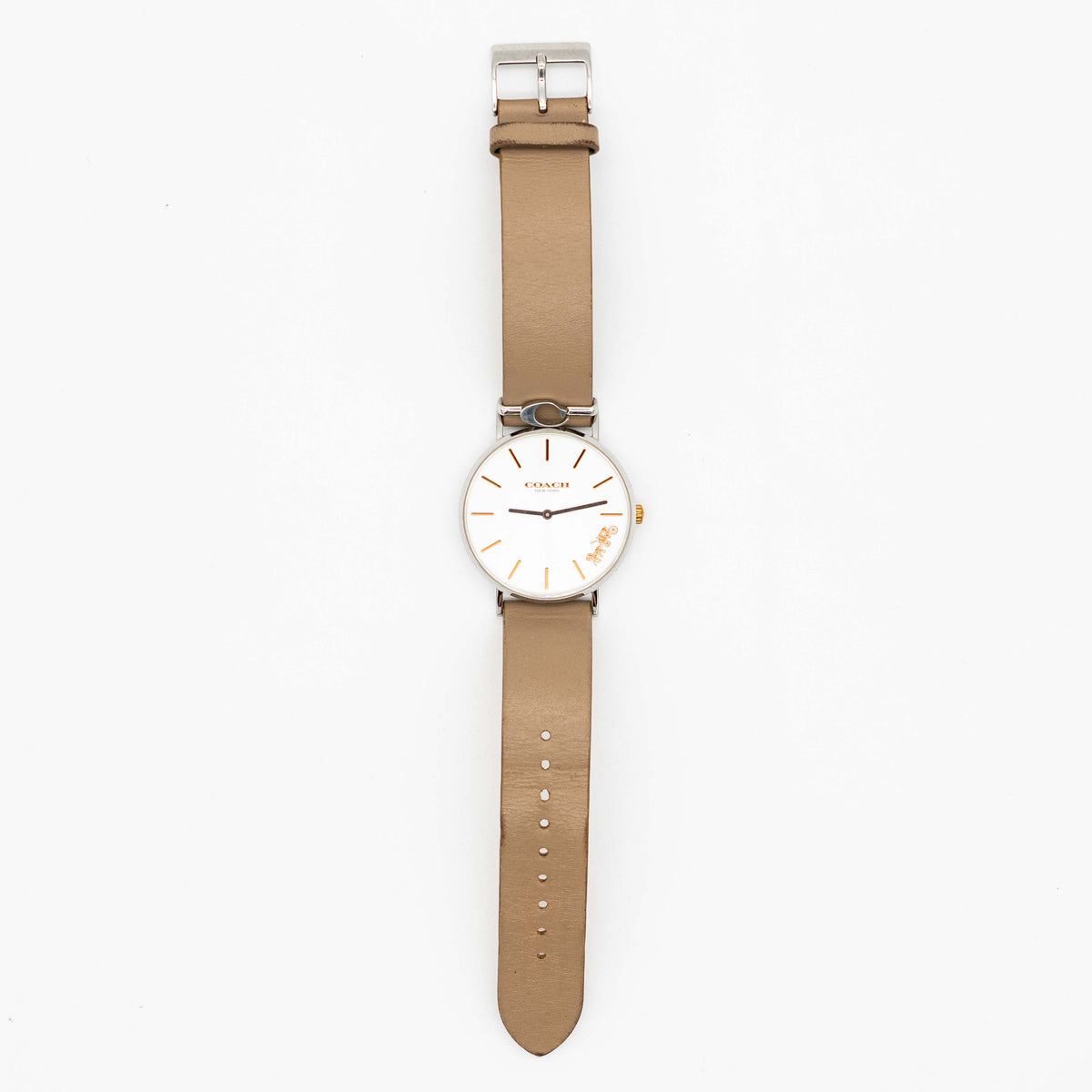 Coach Perry White Dial Watch Light Brown