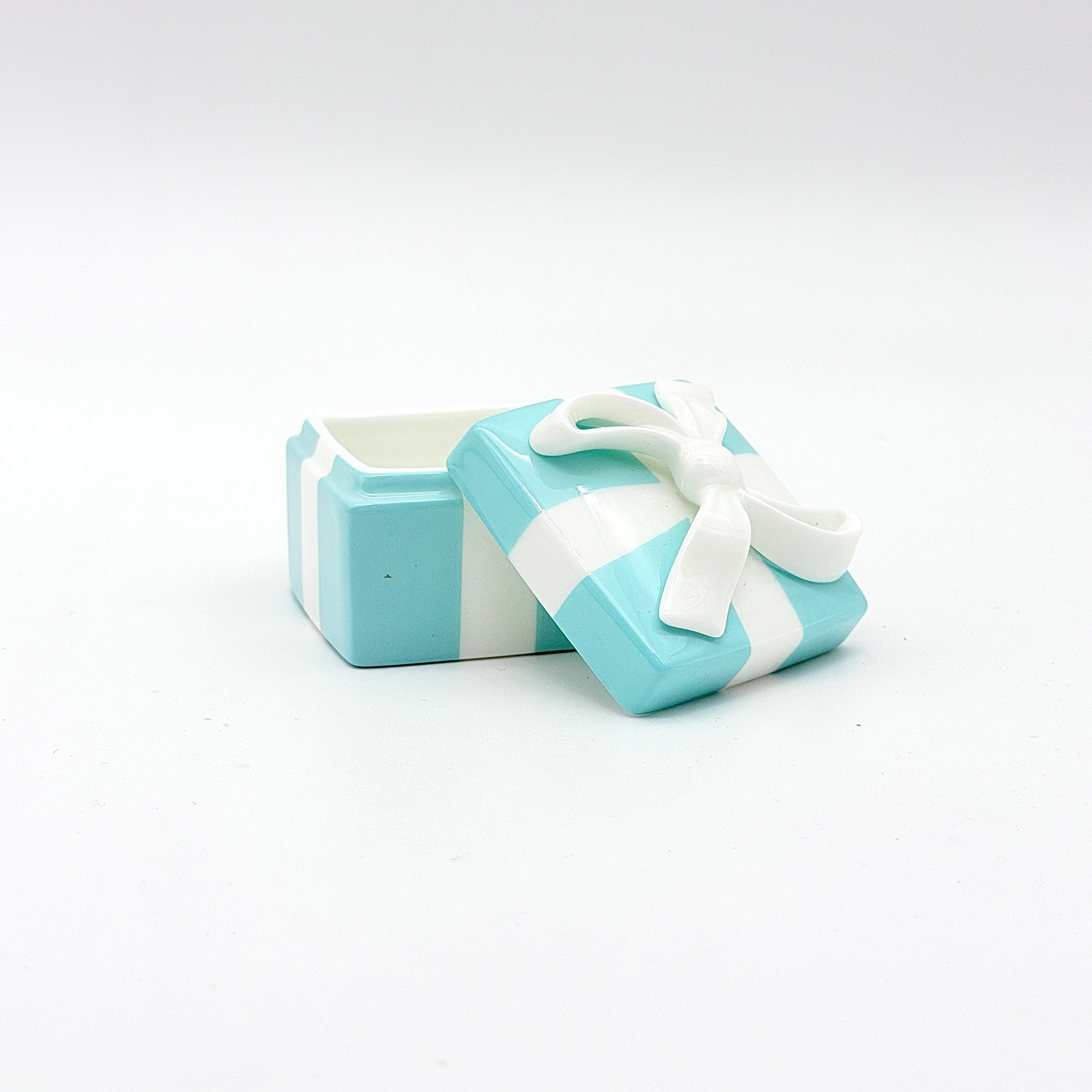 Tiffany & Co. Mini Porcelain Trinket Box Light Blue/White