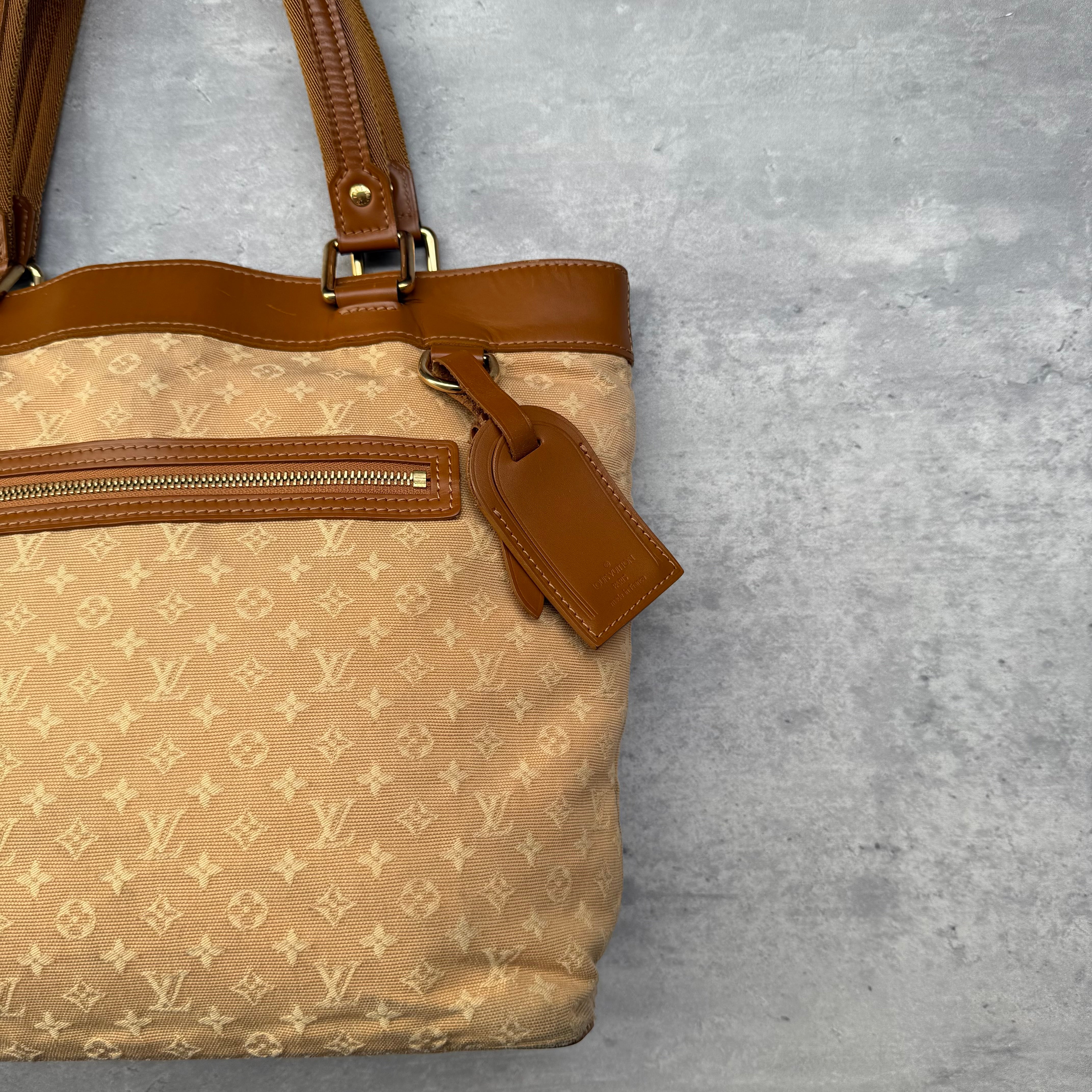 Louis Vuitton Mini Lin Monogram Lucille GM HandBag Beige/Caramel