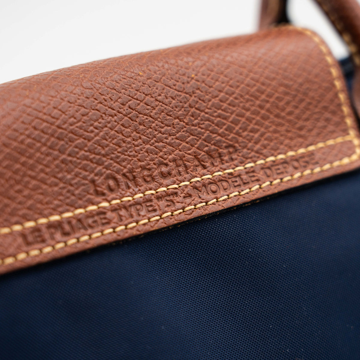 Longchamp Le Pliage Original Handbag Navy Blue/Brown
