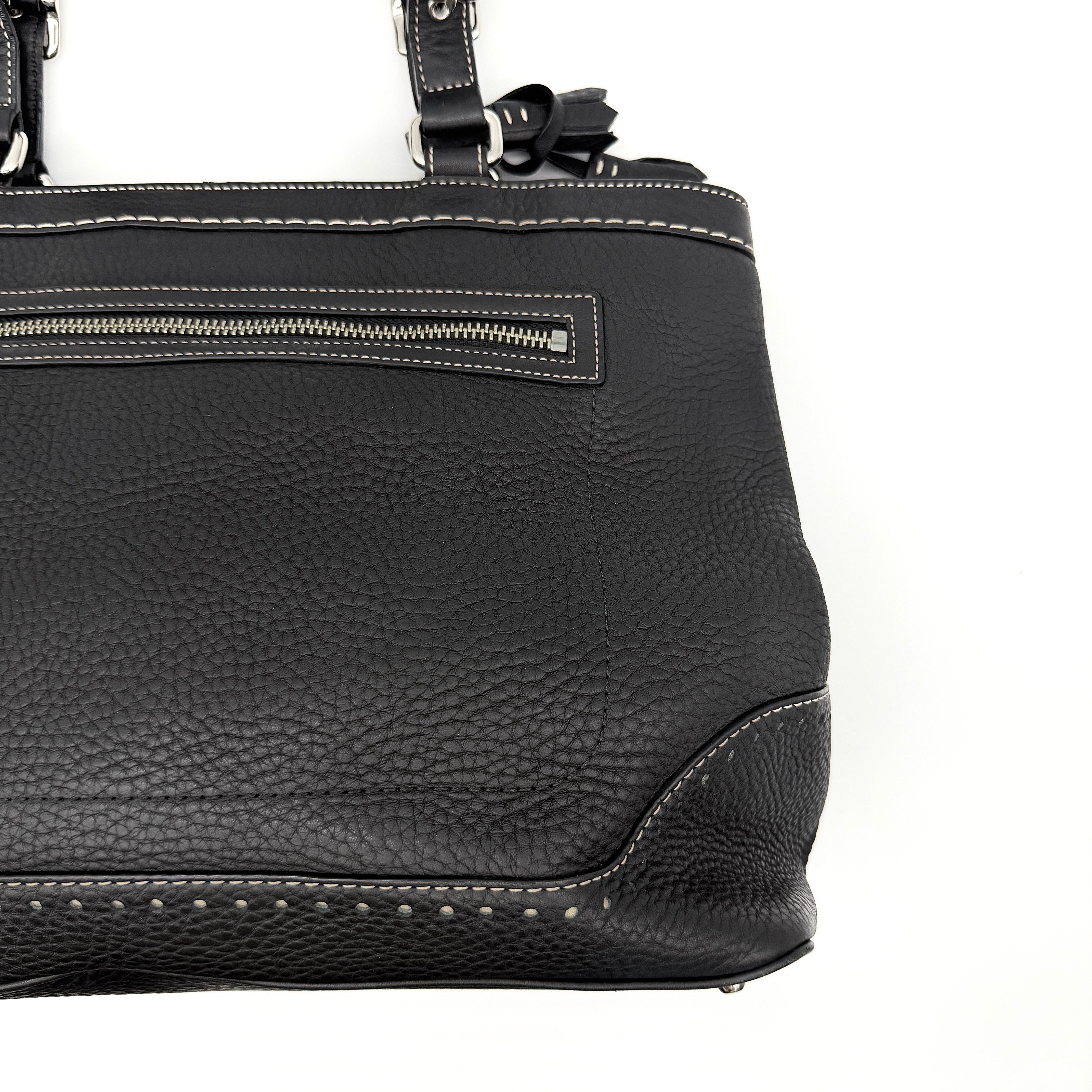 Coach Hampton Leather Tote Bag Black