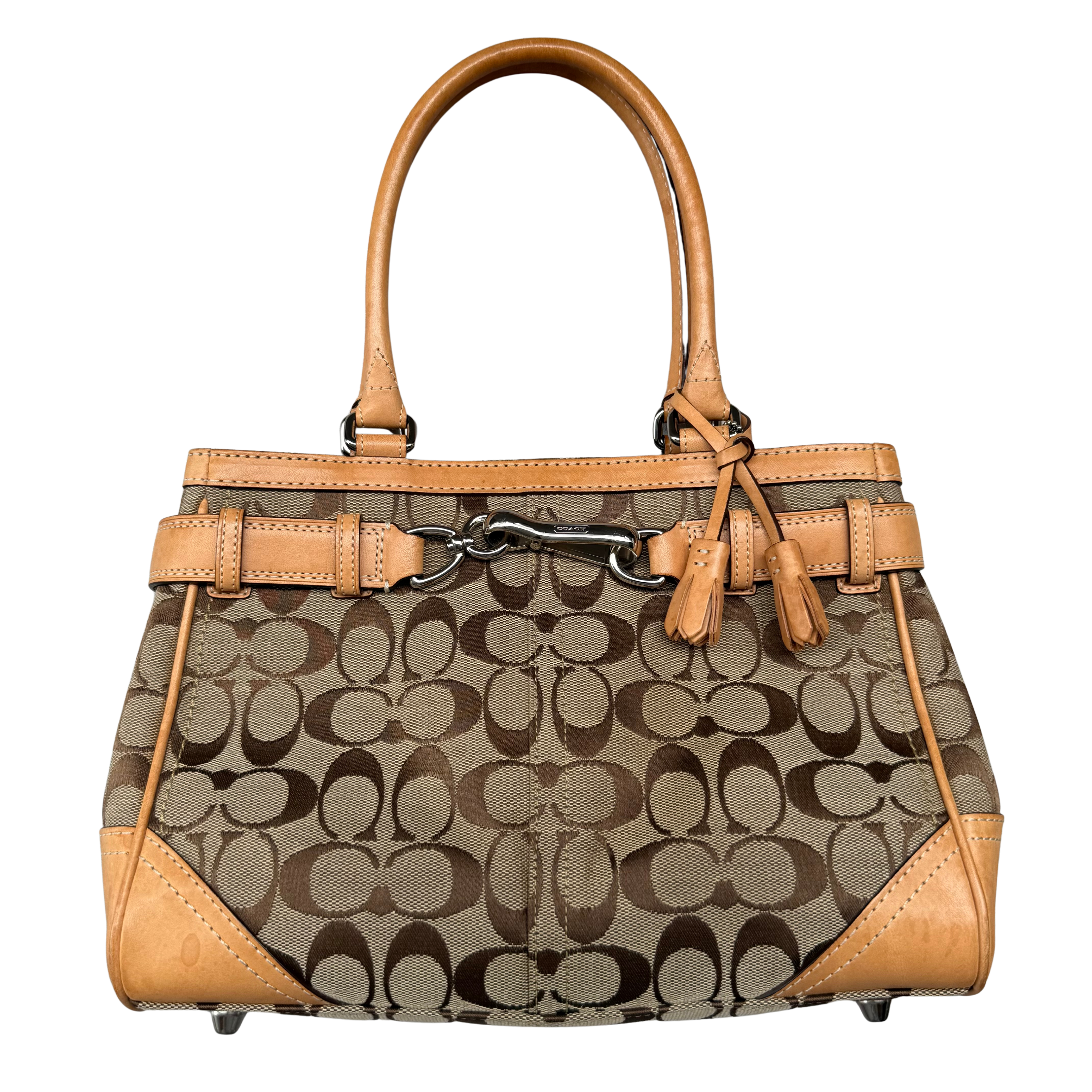 Coach Signature Hampton Satchel Bag Beige/Tan