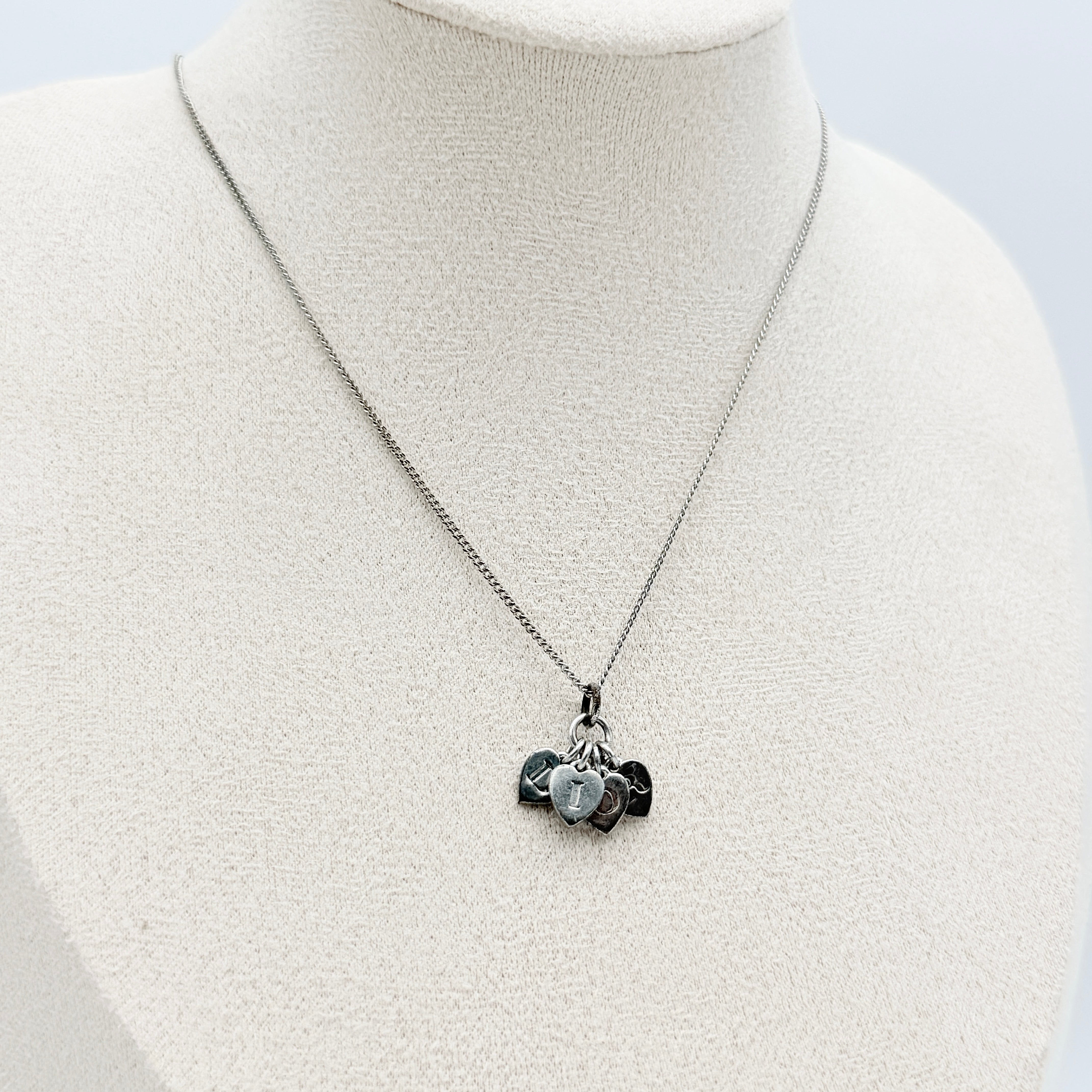 Christian Dior Heart Charms Necklace Silver