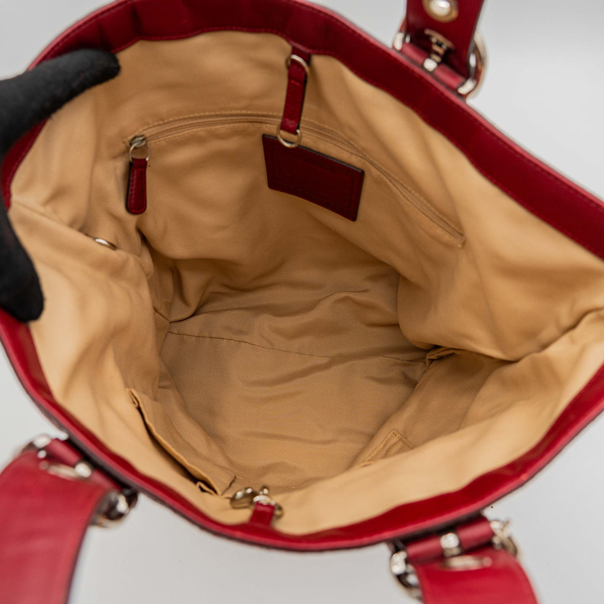 Coach Signature Patchwork Tote Bag Brown/Red