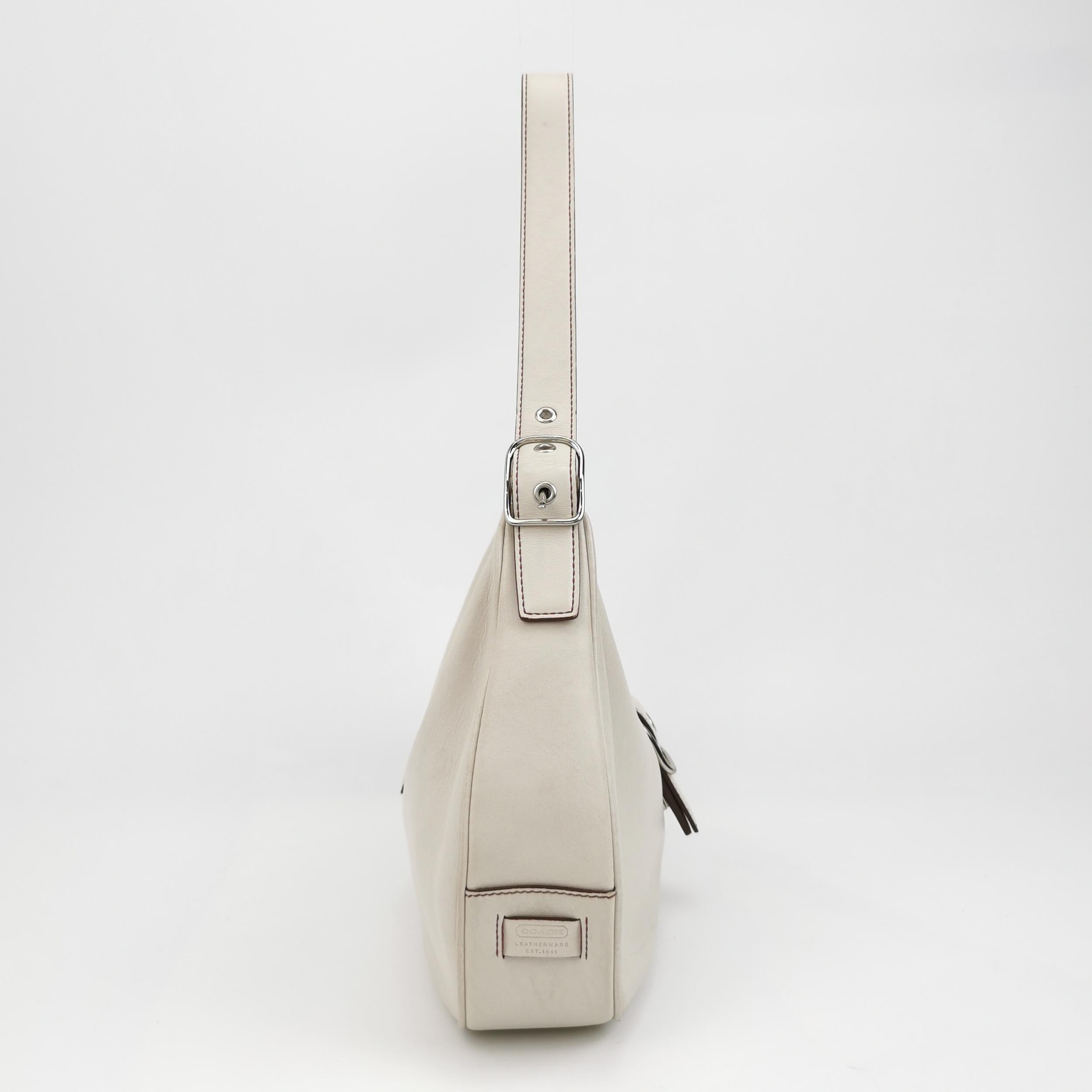 Coach Y2K Signature Hampton Buckle Hobo Shoulder Bag White