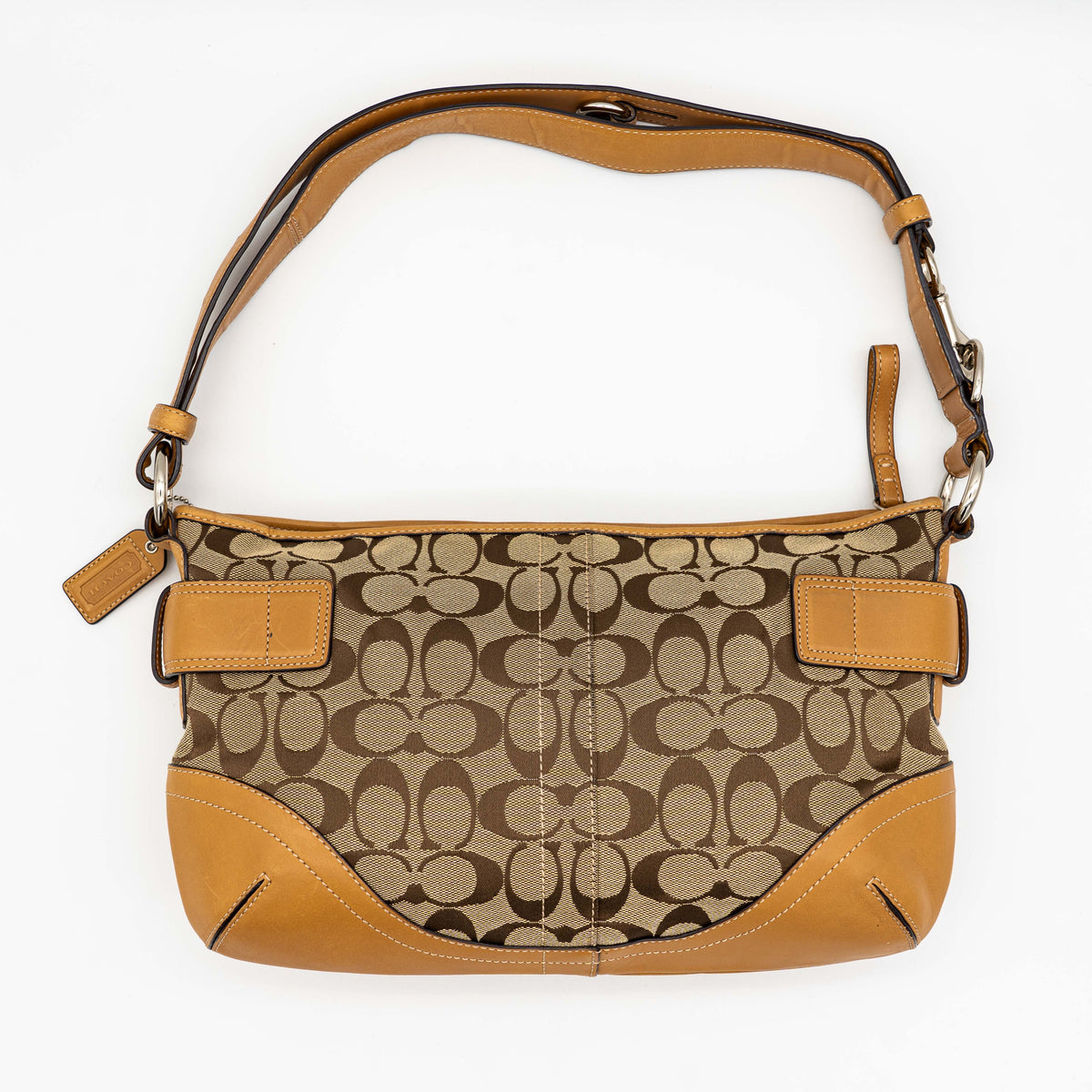 Coach 2Way Signature Sufflette Shoulder Bag Beige/Tan