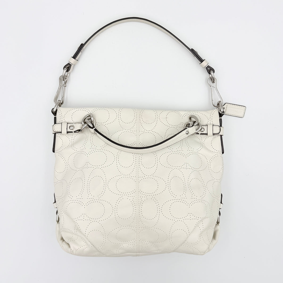 Coach Signature Perforated Brooke Hobo Shoulder Bag Ivory