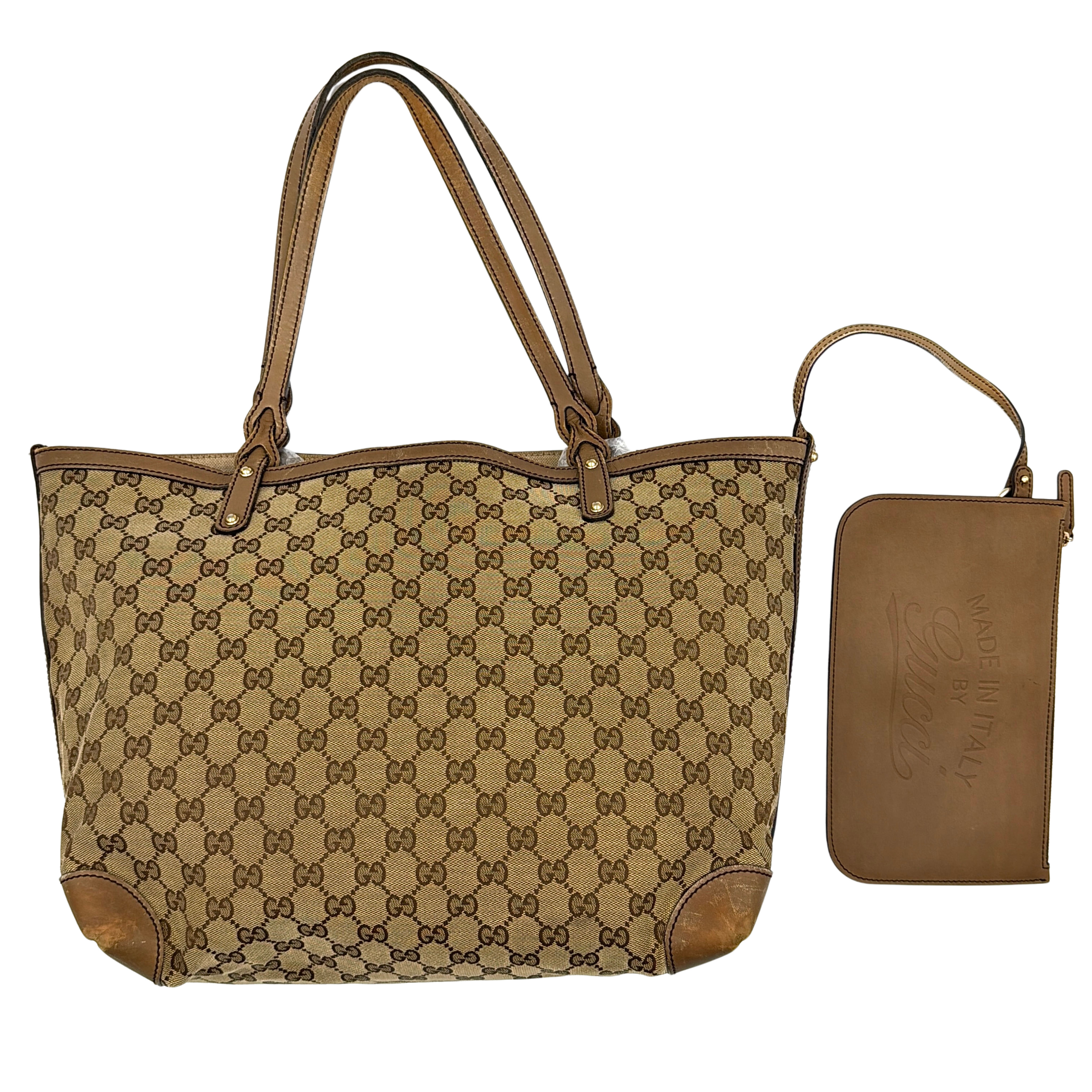Gucci GG Monogram Craft Shoulder Bag Beige/Brown