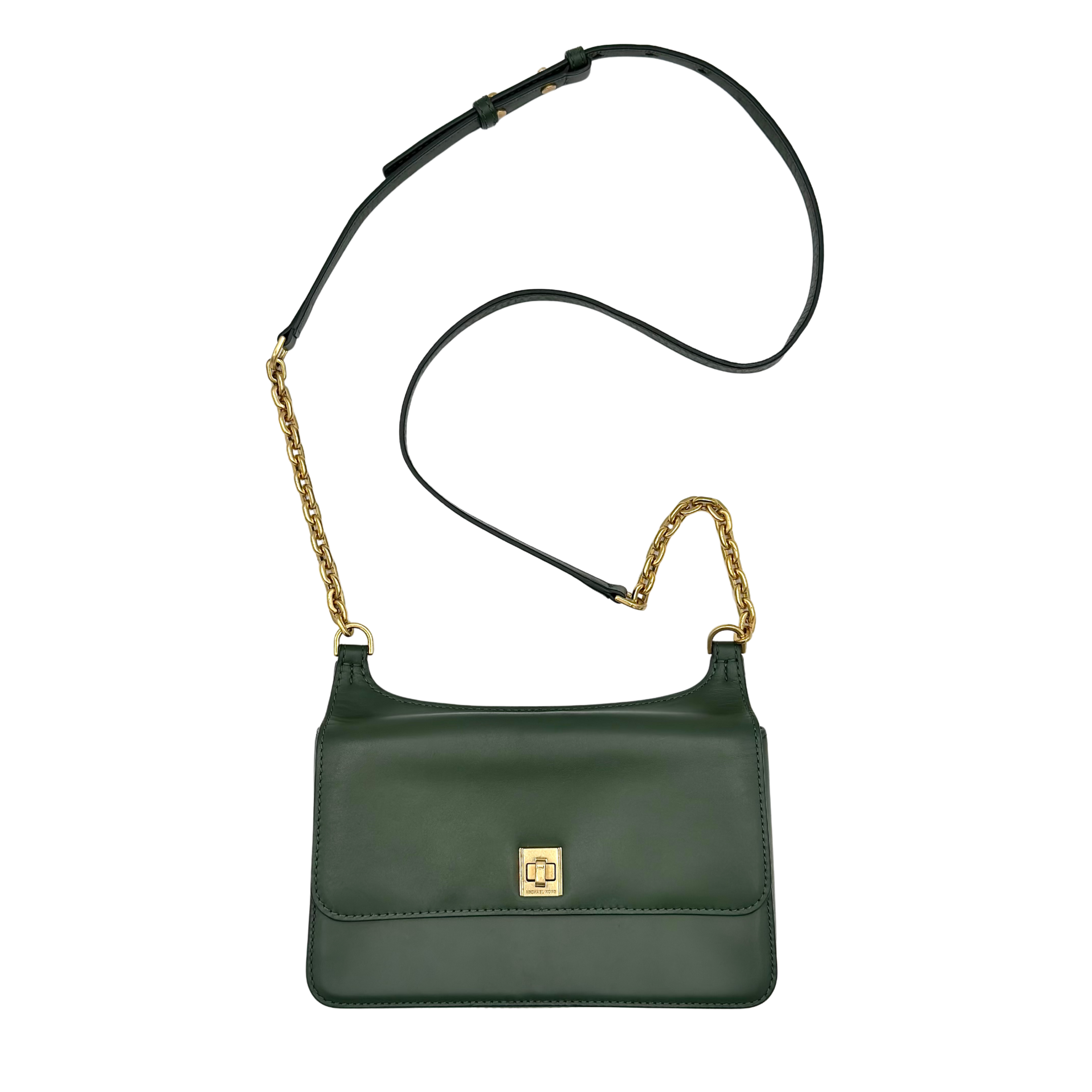 Michael Kors Natalie Medium Leather Messenger Bag Green