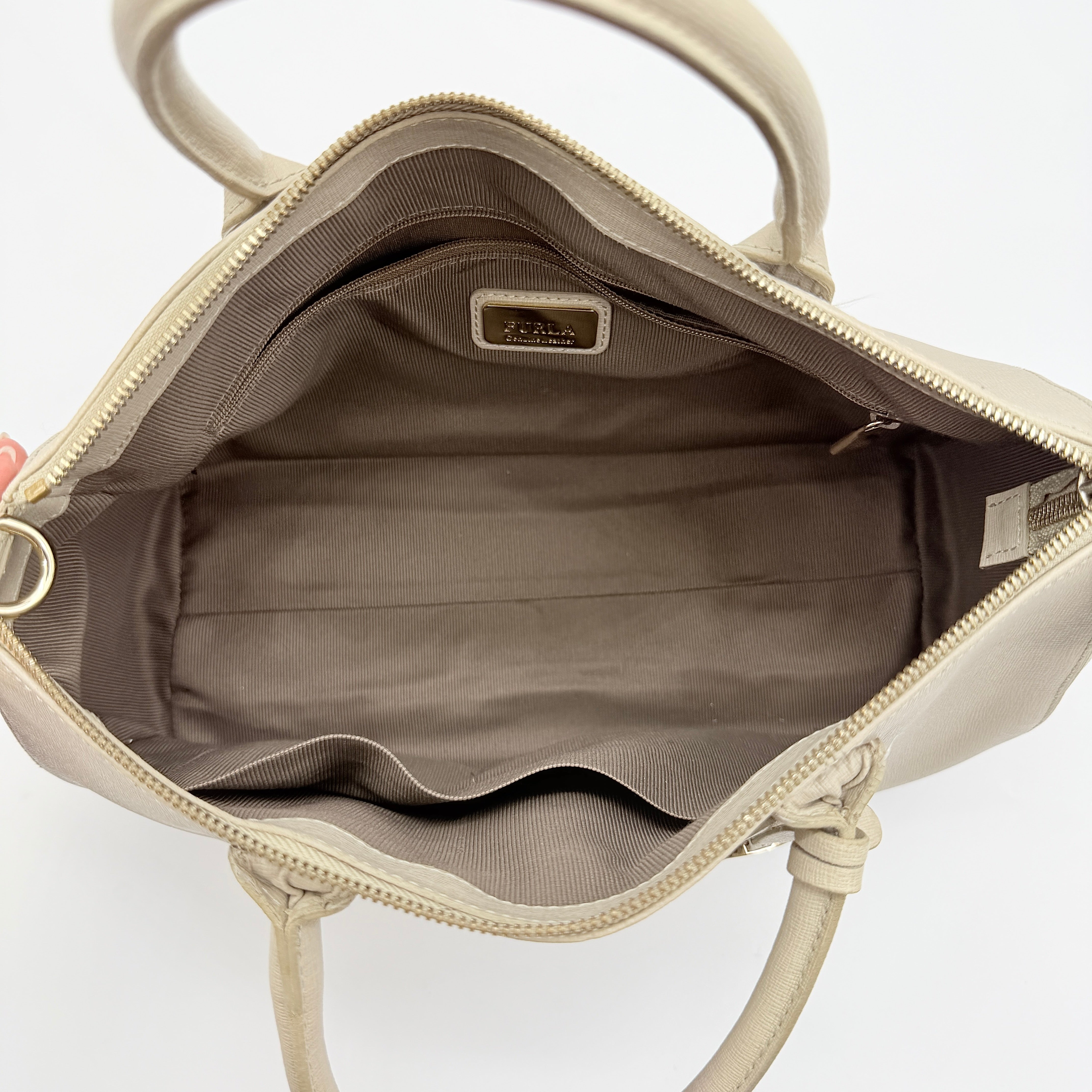Furla Linda Satchel Handbag Beige