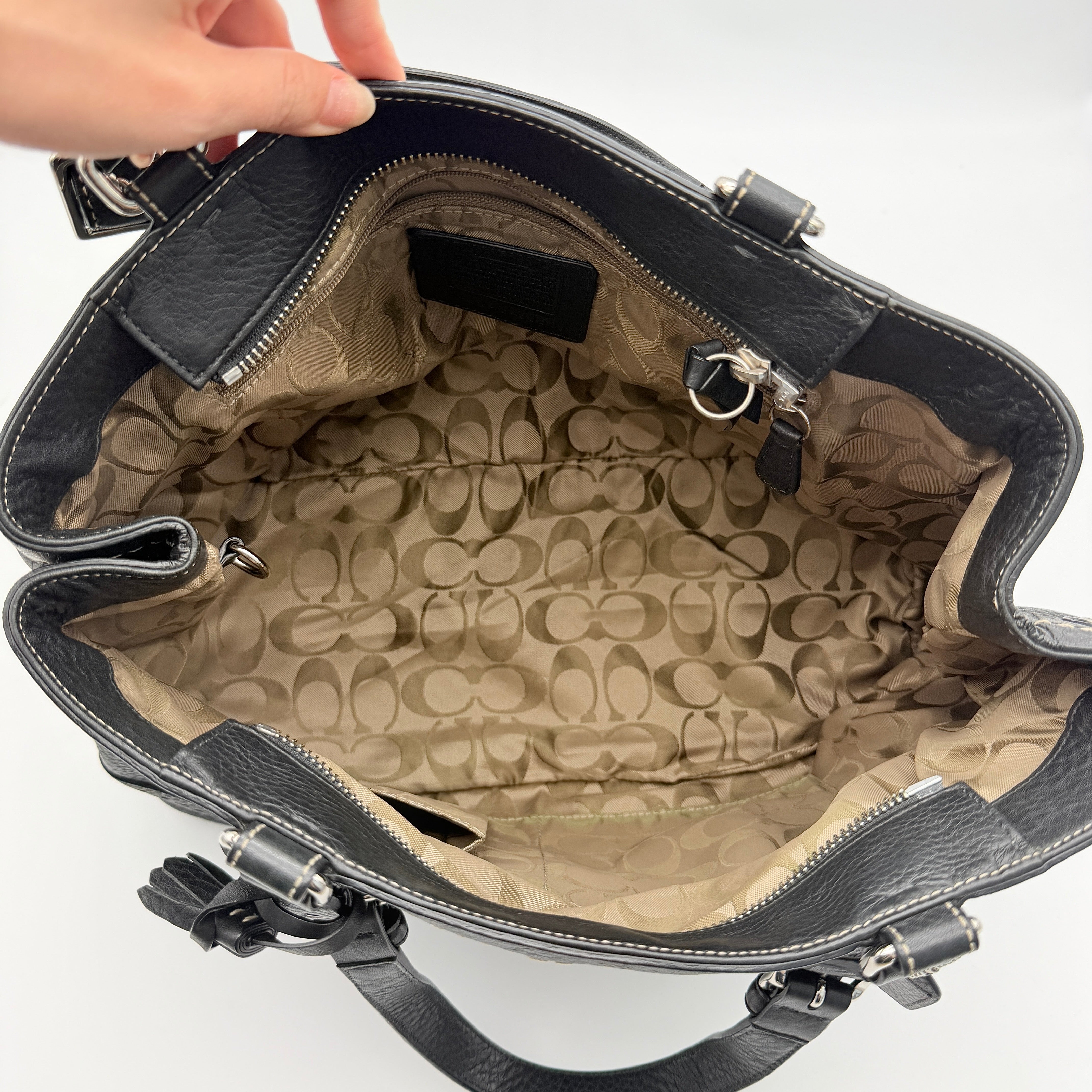 Coach Hampton Leather Tote Bag Black