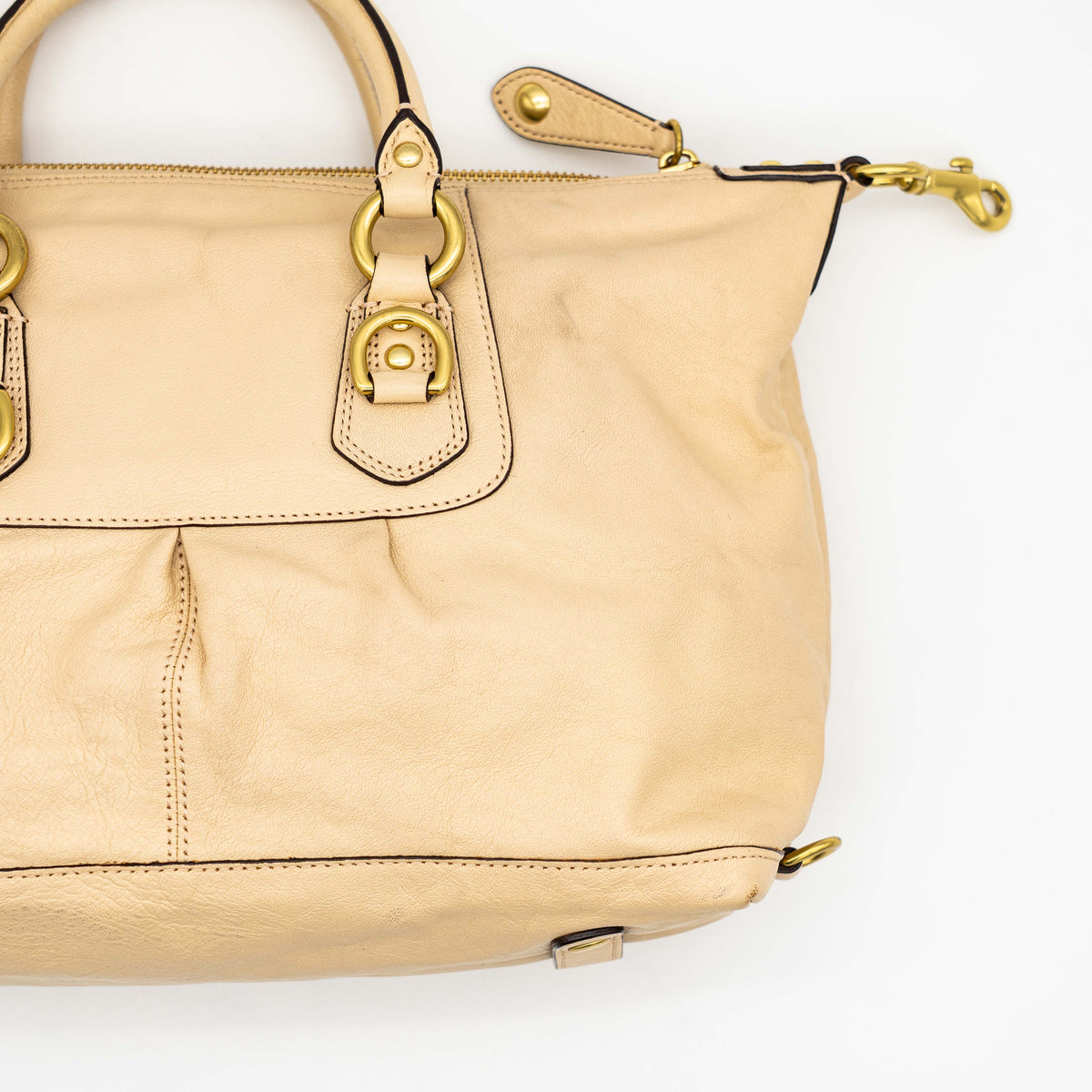 Coach 2Way Ashley Leather Satchel Handbag Beige