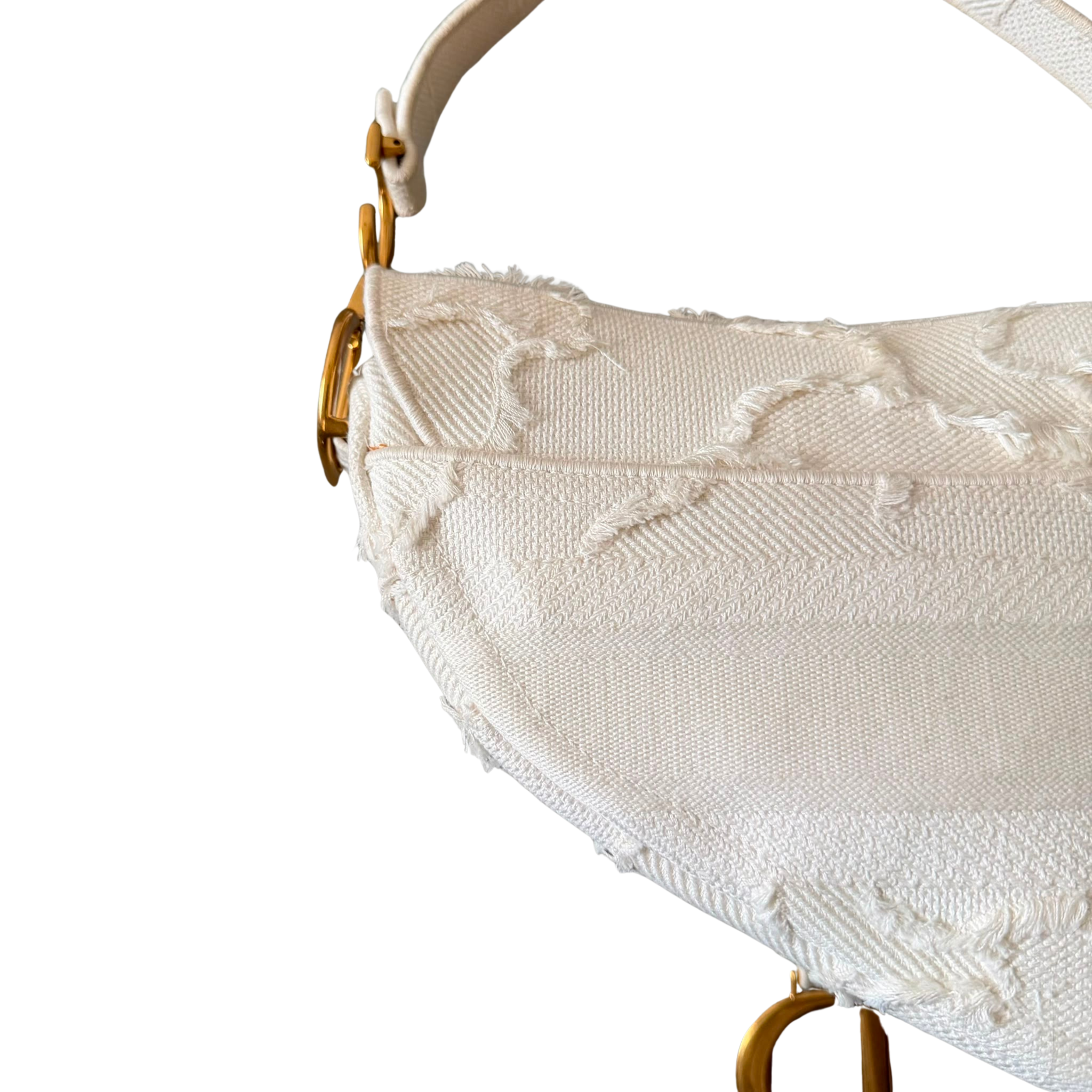 Christian Dior Medium Camouflage Embroidered Saddle Bag White