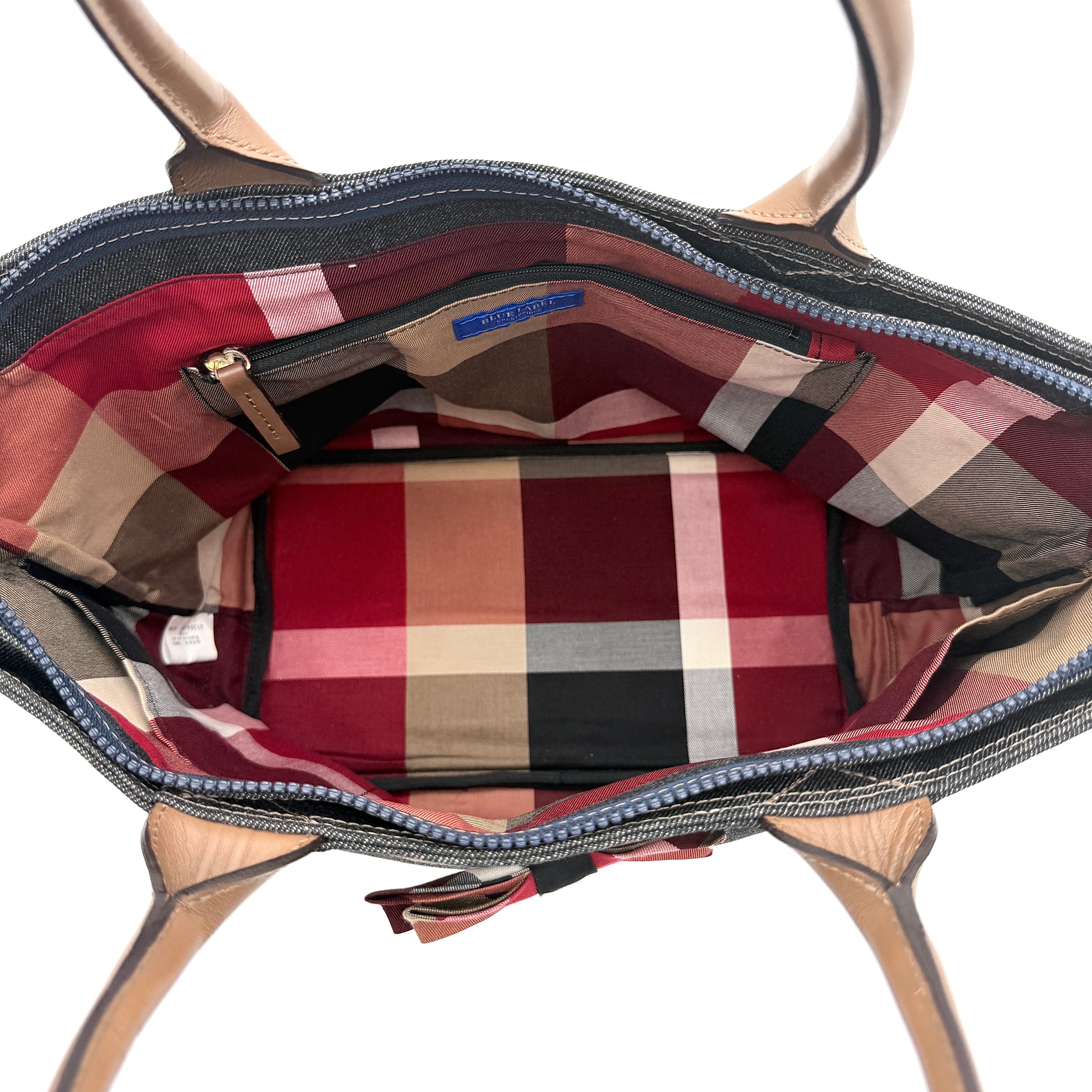 Burberry Blue Label Crestbridge Ribbon Denim Shoulder Bag Blue/Brown