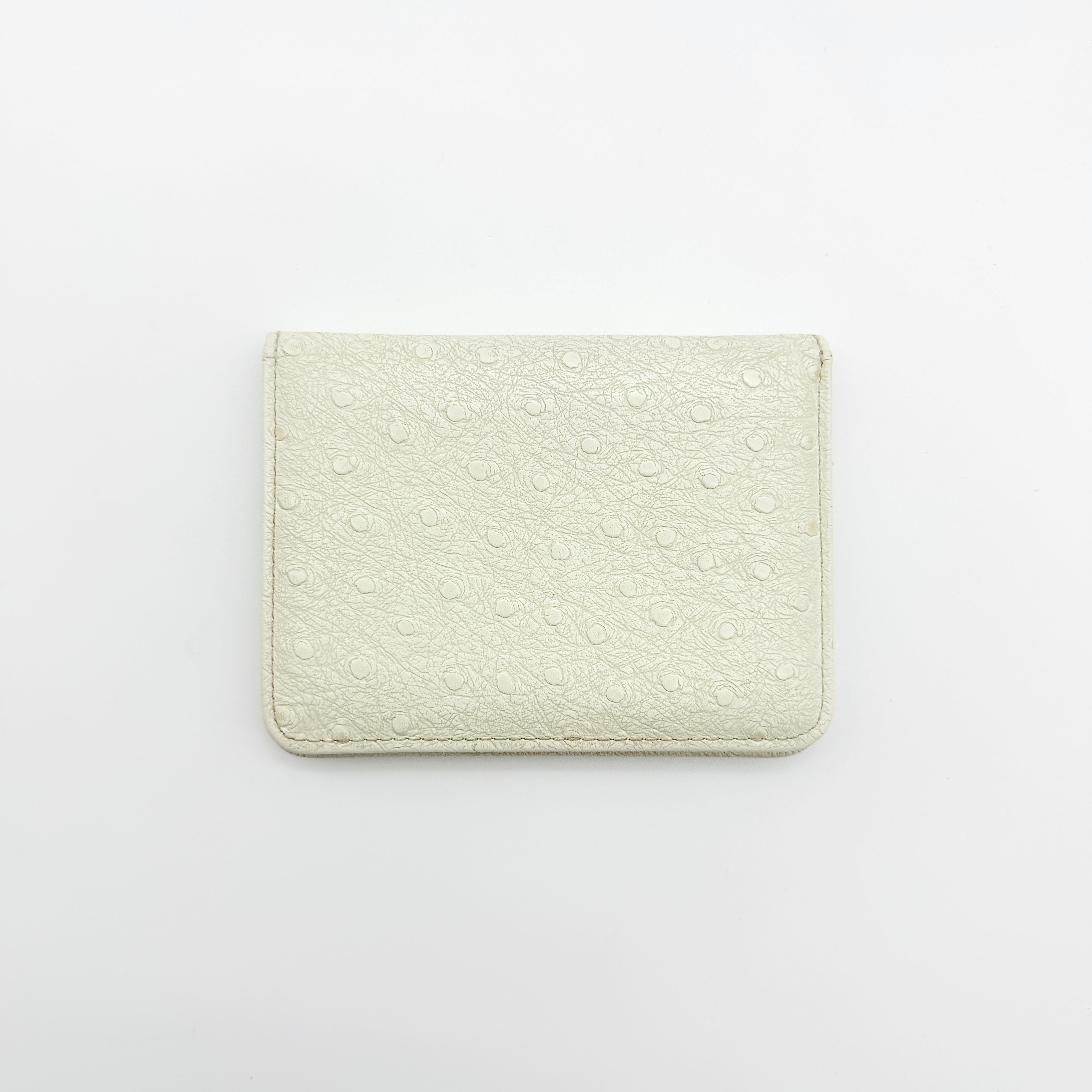 Versace Ostrich Leather Sunburst Medallion Card Case Cream/Gold