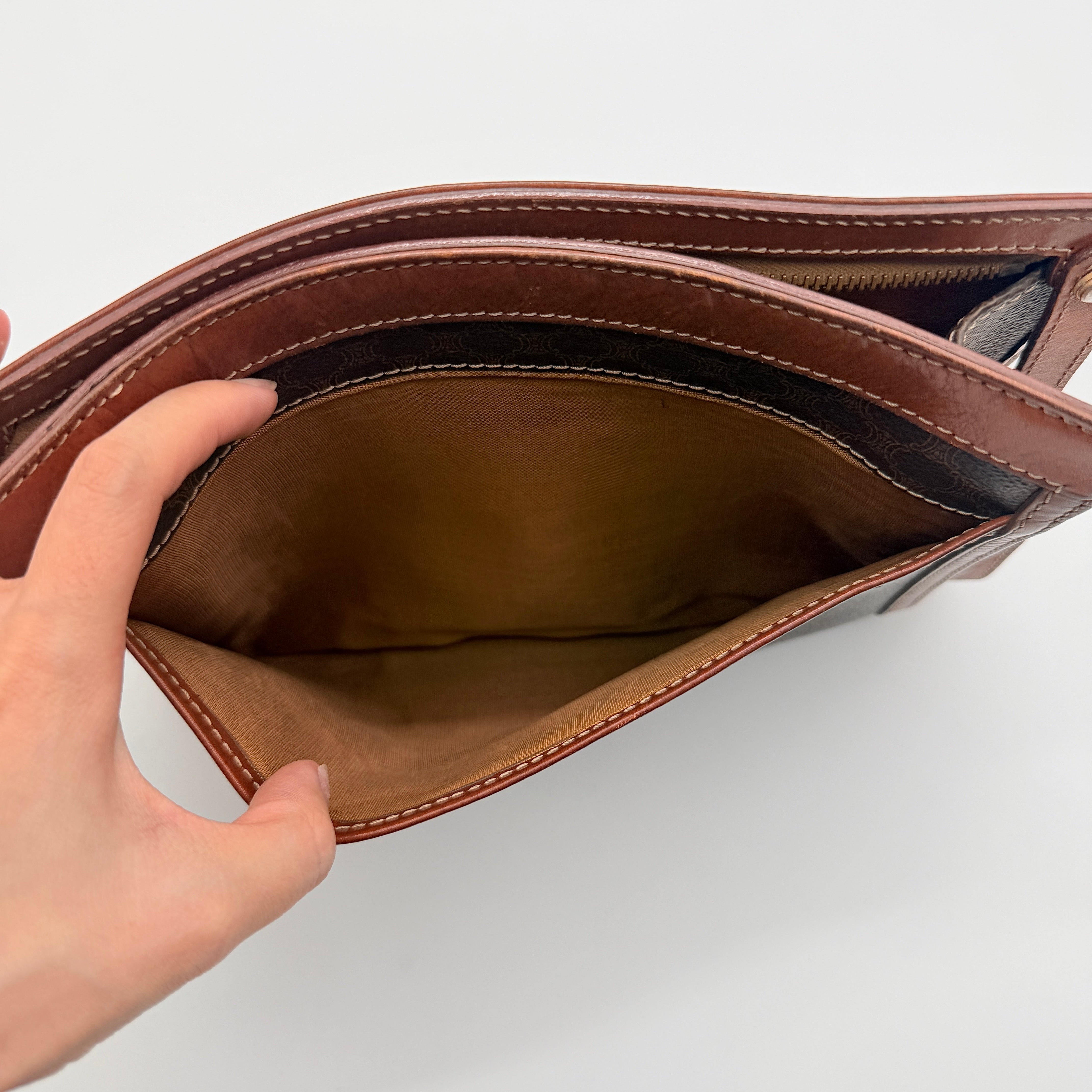 Celine Triomphe Macadam Clutch Bag Brown