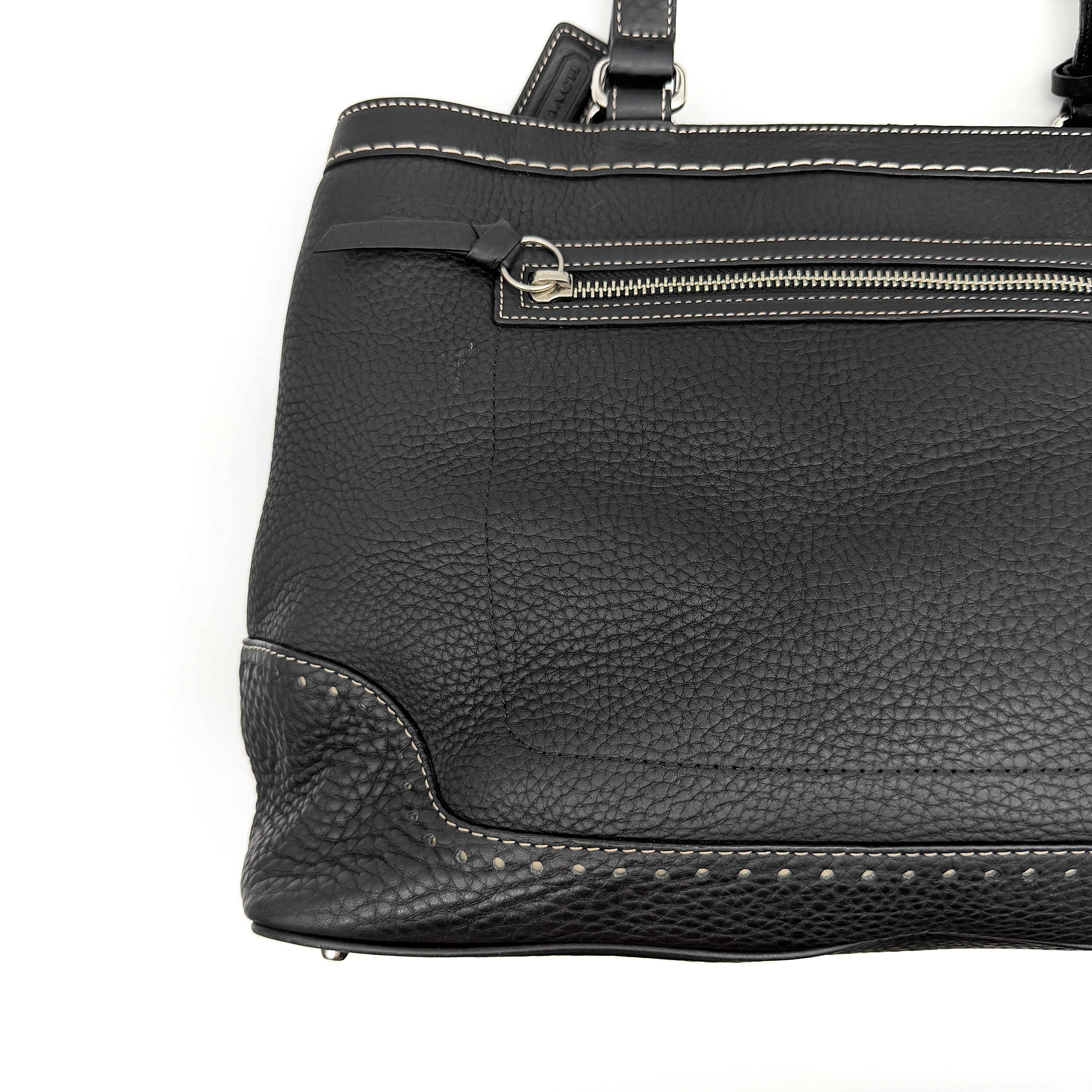 Coach Hampton Leather Tote Bag Black
