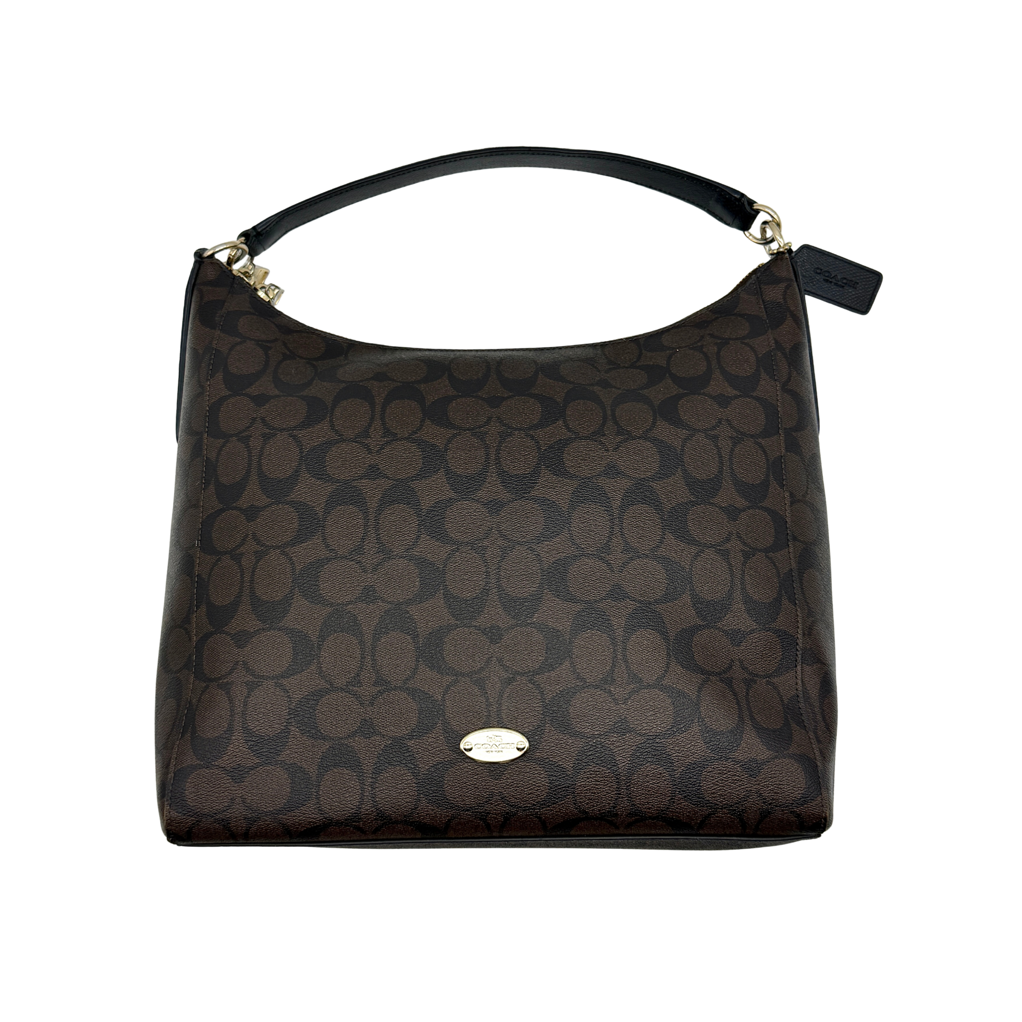 Coach Signature Hobo PVC Shoulder Bag Brown