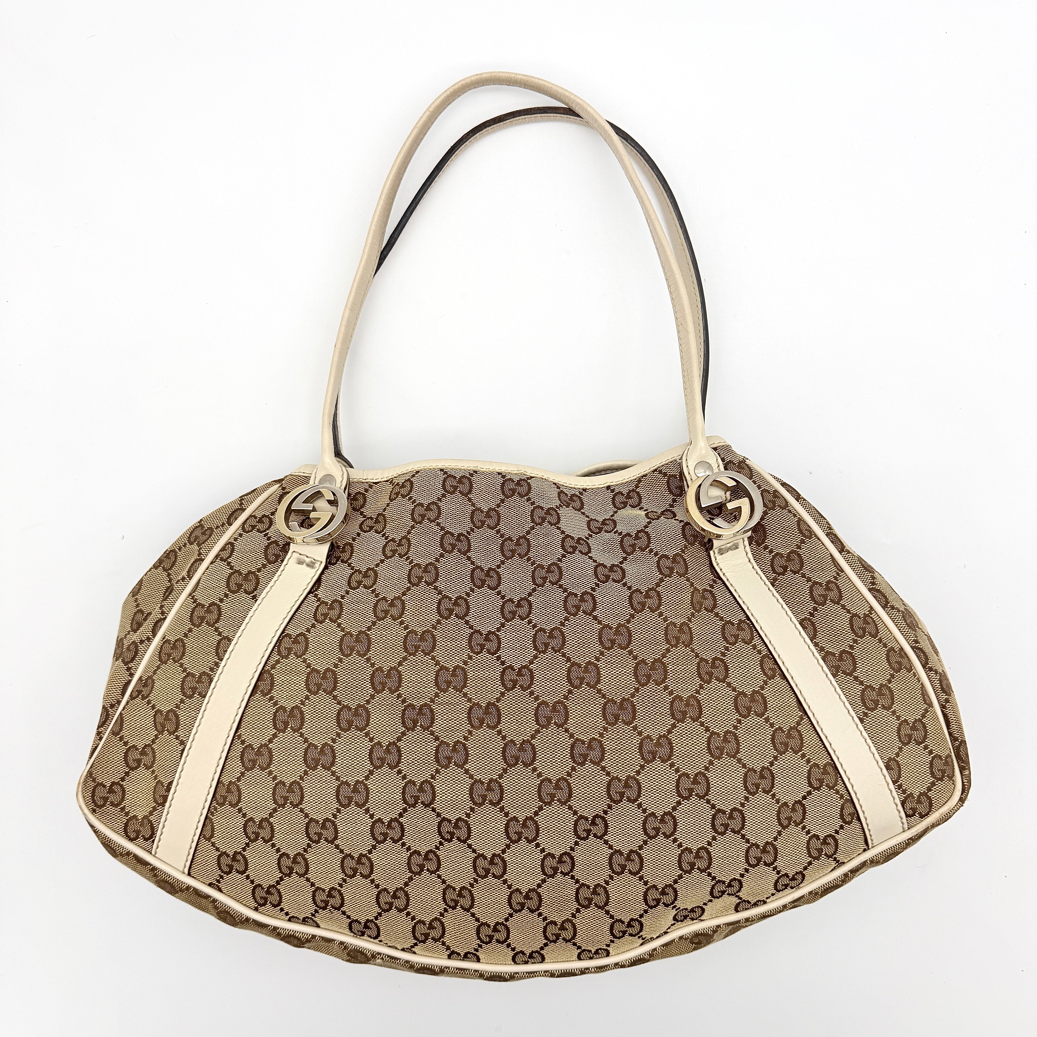 Gucci GG Monogram Twins Shoulder Bag Beige/White