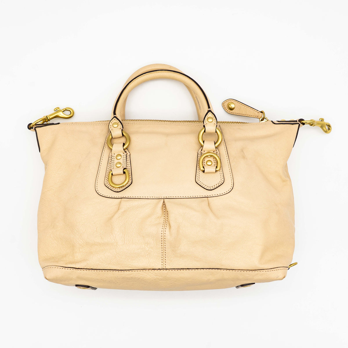 Coach 2Way Ashley Leather Satchel Handbag Beige