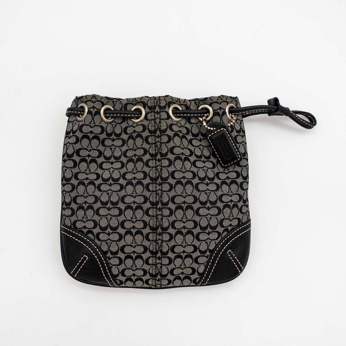 Coach Signature Drawstring Pouch Black/Grey