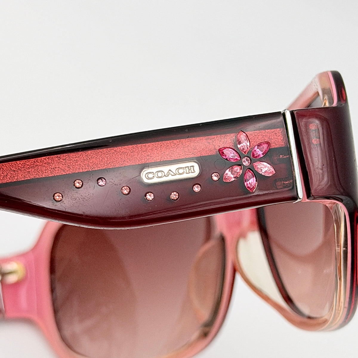 Coach Marlow (S787A) Crystal Floral Sunglasses Burgundy