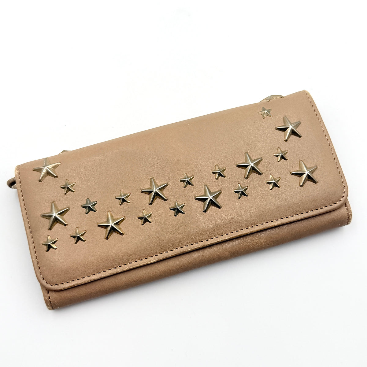 Jimmy Choo Nino Star Studded Long Wallet Beige