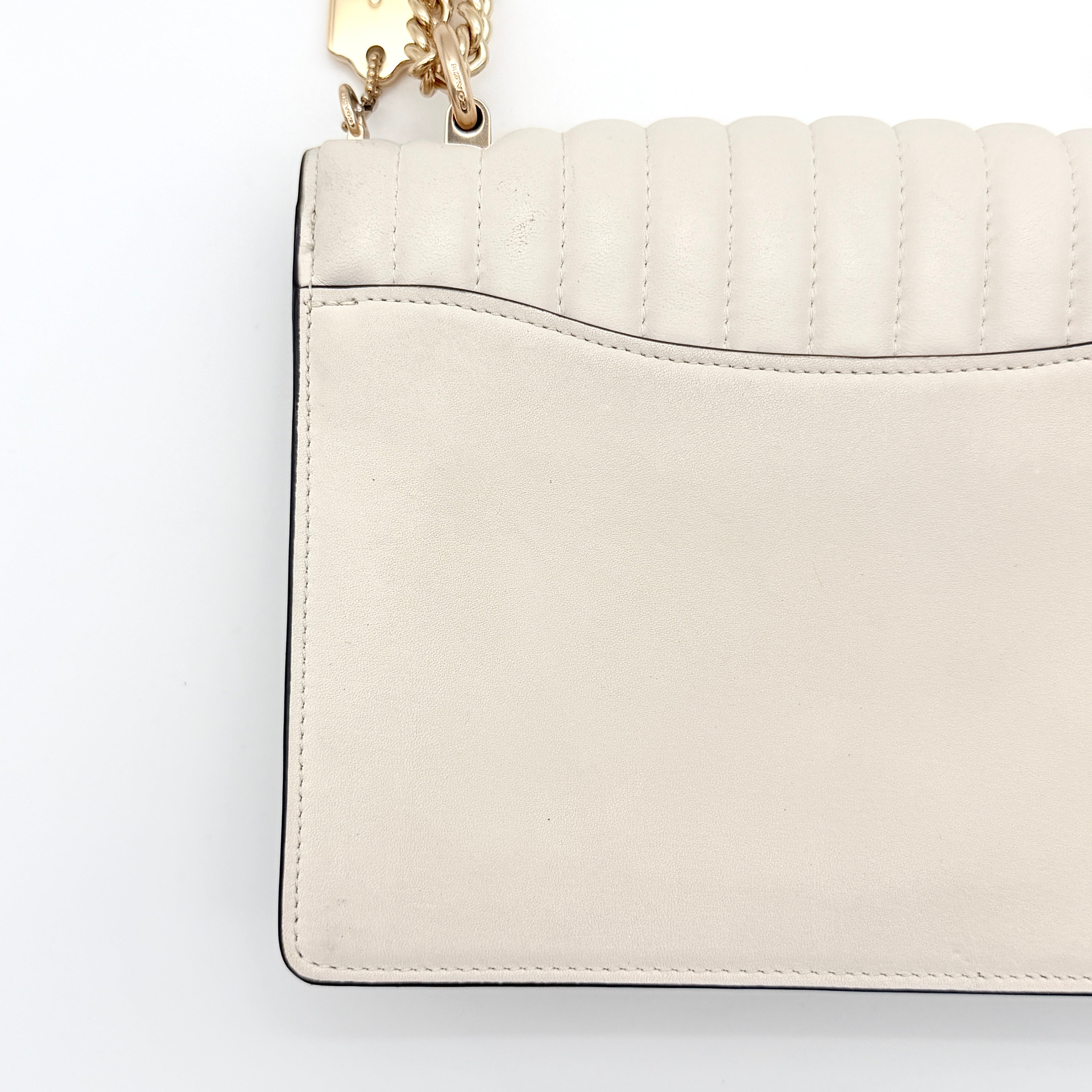 Coach 2Way Klare Linear Quilting Shoulder Bag Cream