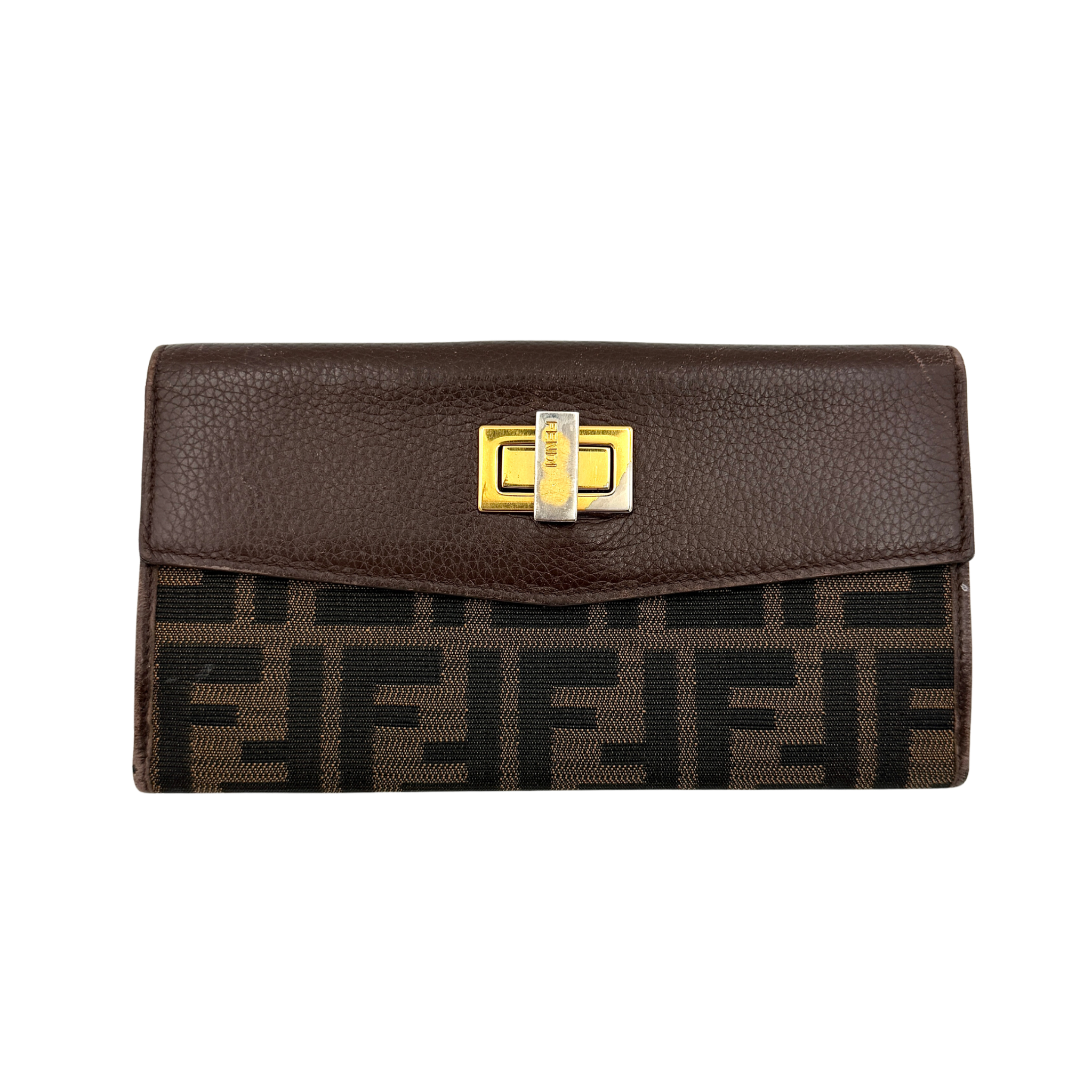 Fendi FF Zucca Long Wallet Brown
