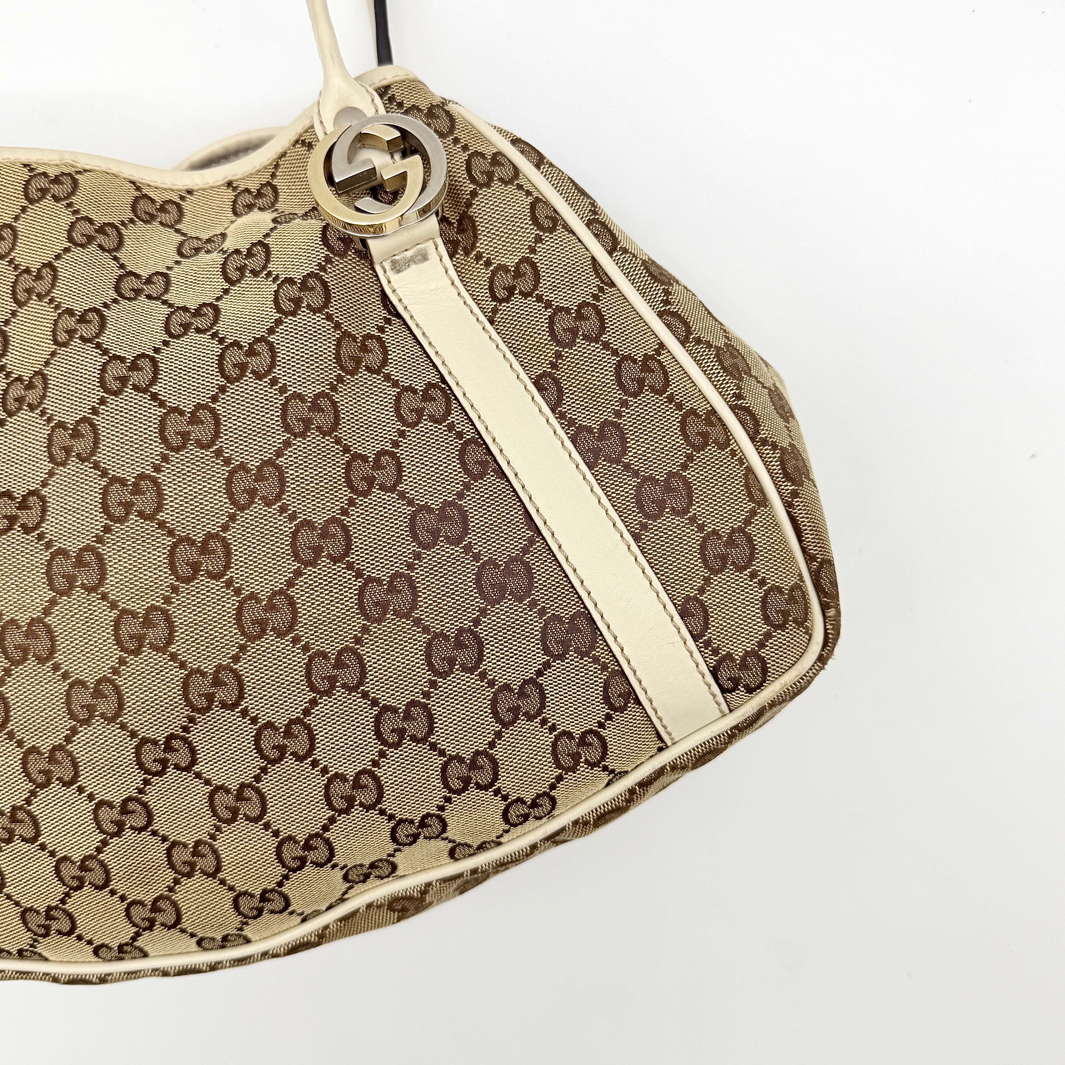 Gucci GG Monogram Twins Shoulder Bag Beige/White